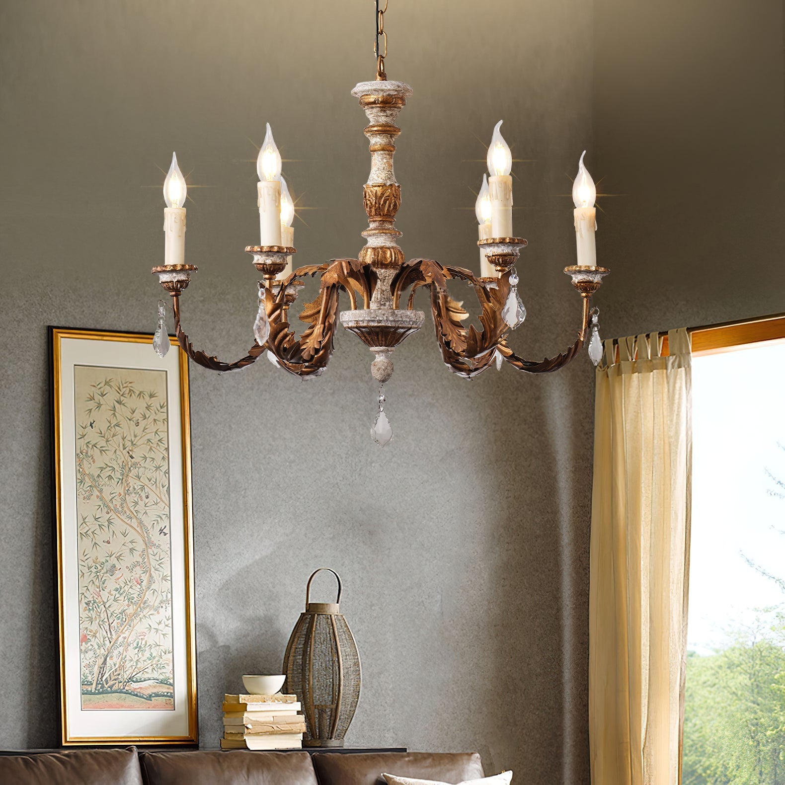 Ivinila Vintage Industrial Solid Wood Crystal Chandelier - Letslighting