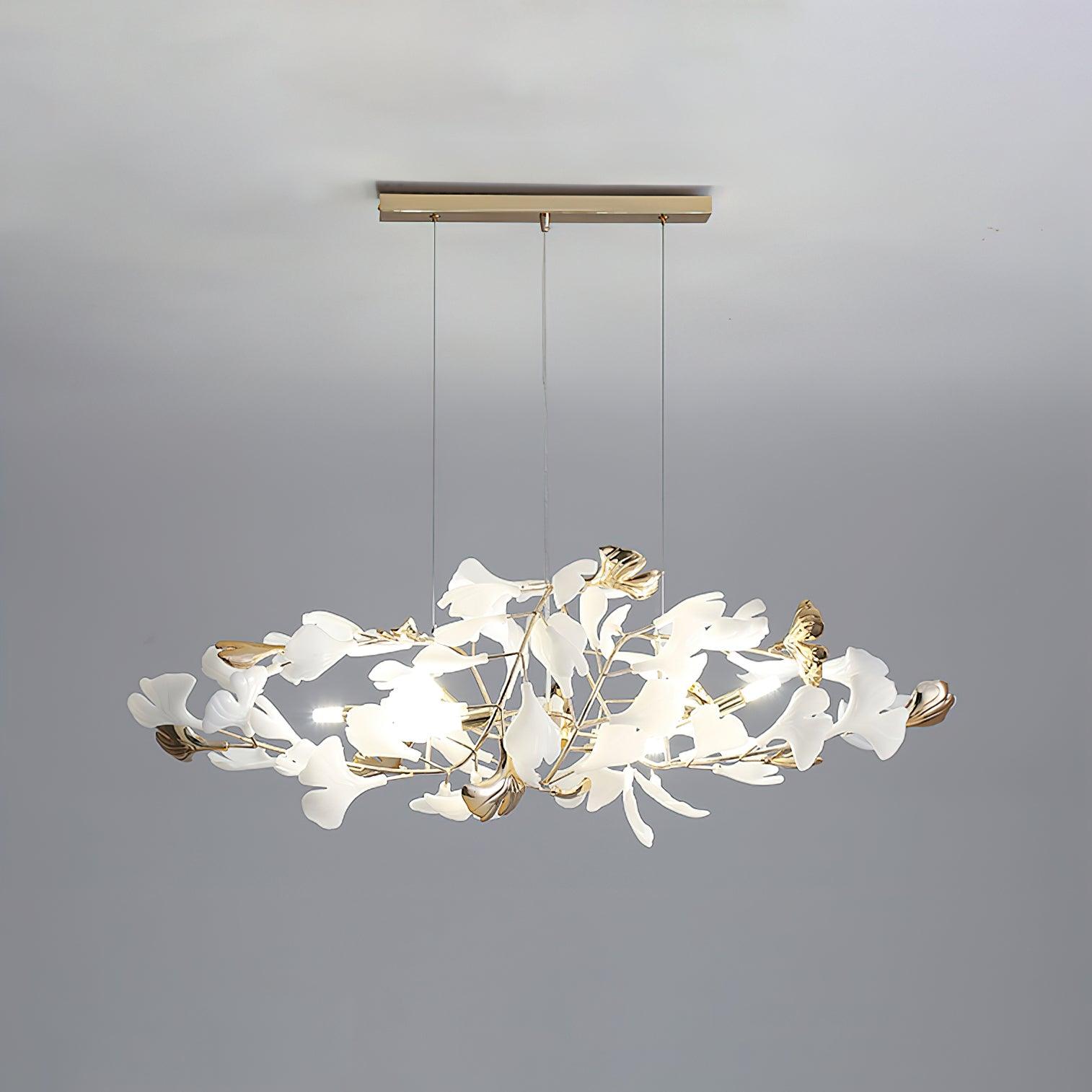 Olivia Ceramic Gingko Chandelier Round and Rectangular Design - Letslighting