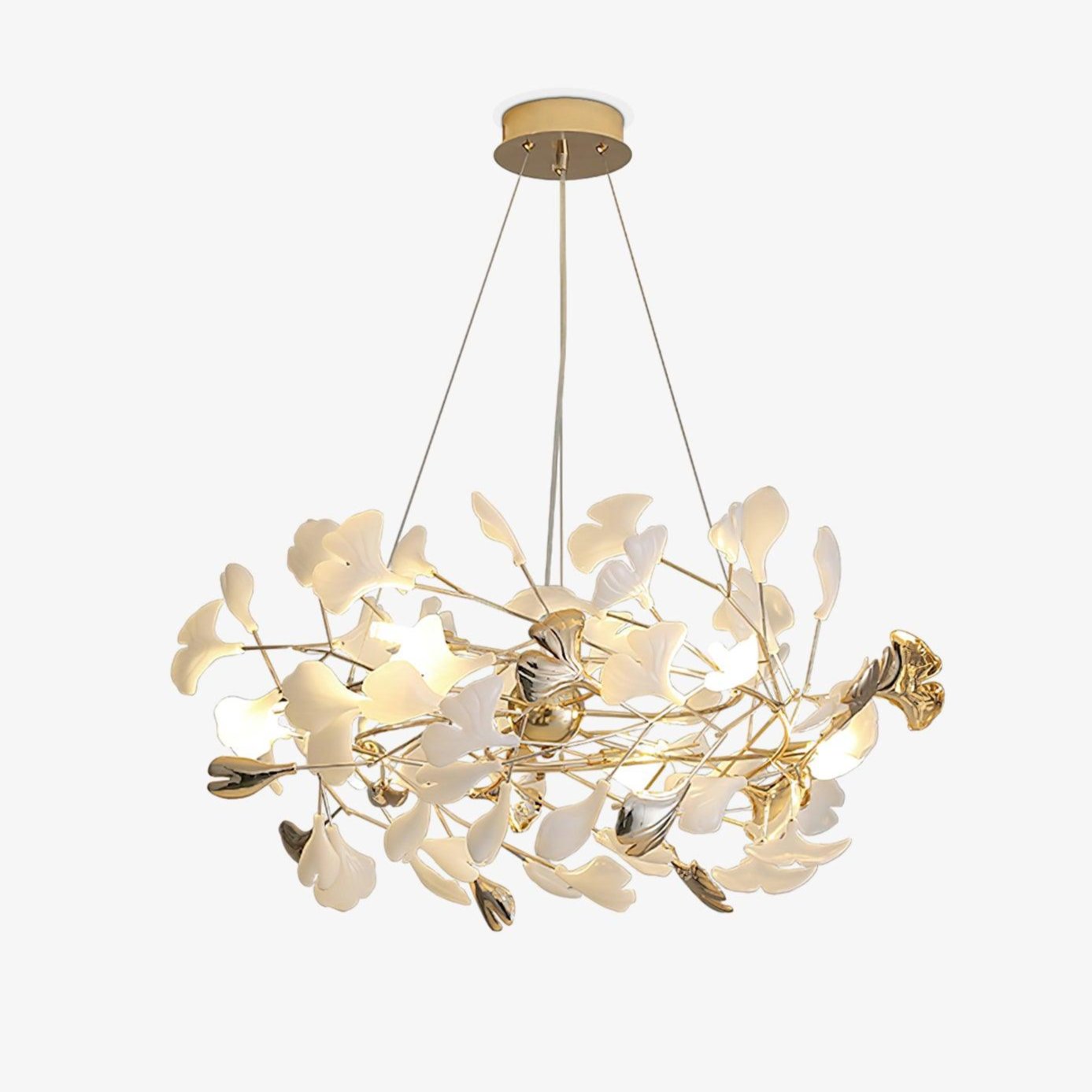 Olivia Ceramic Gingko Chandelier Round and Rectangular Design - Letslighting