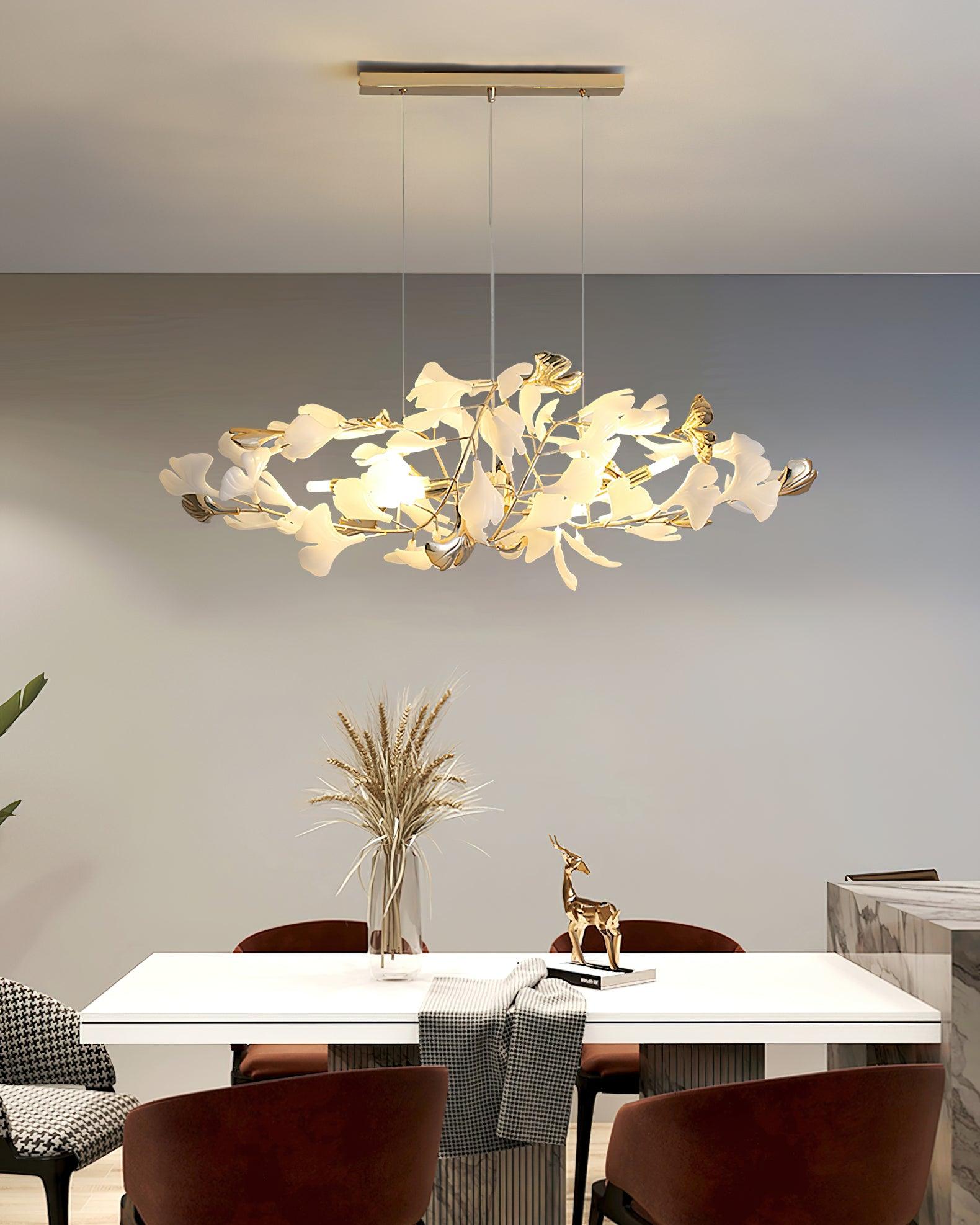 Olivia Ceramic Gingko Chandelier Round and Rectangular Design - Letslighting