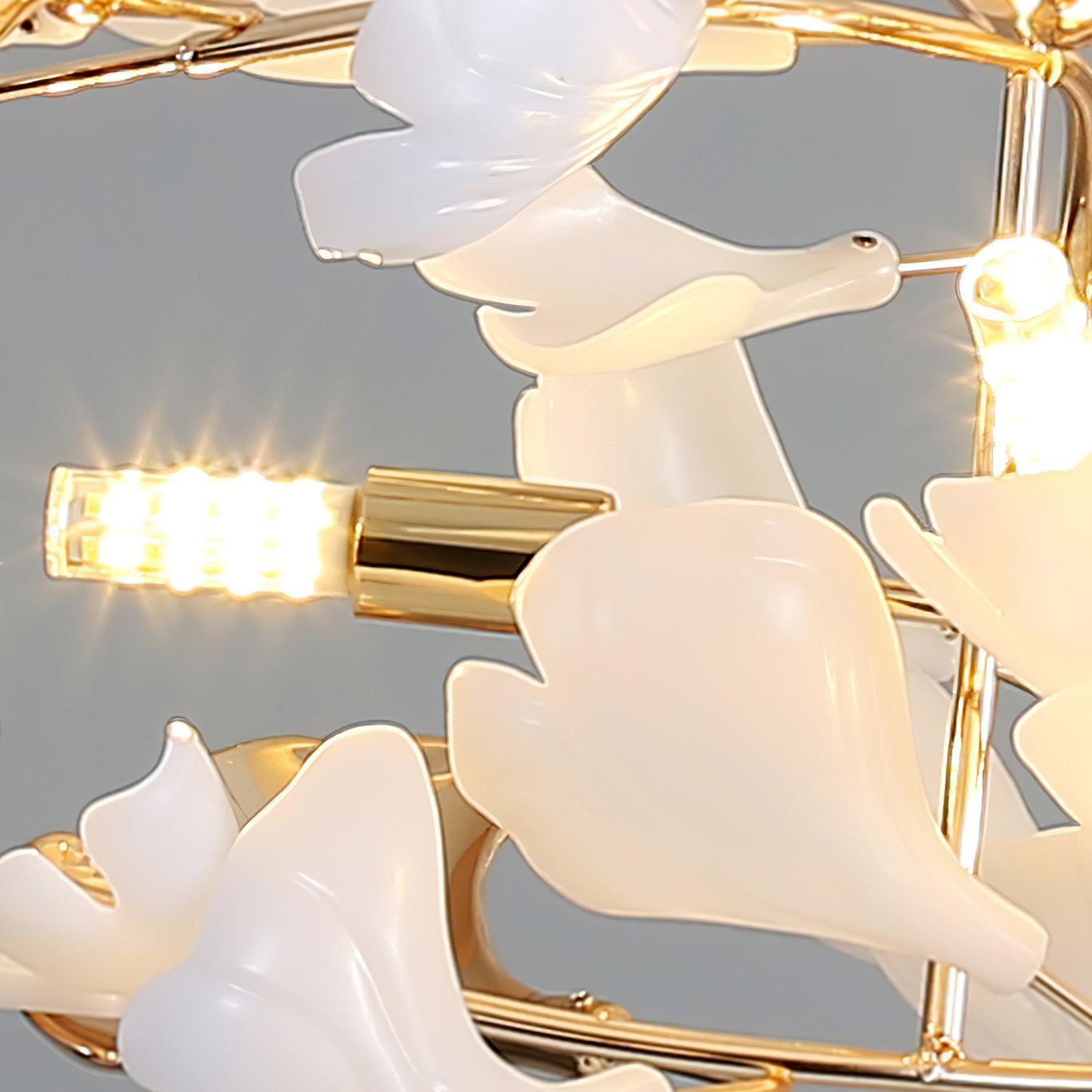 Olivia Ceramic Gingko Chandelier Round and Rectangular Design - Letslighting