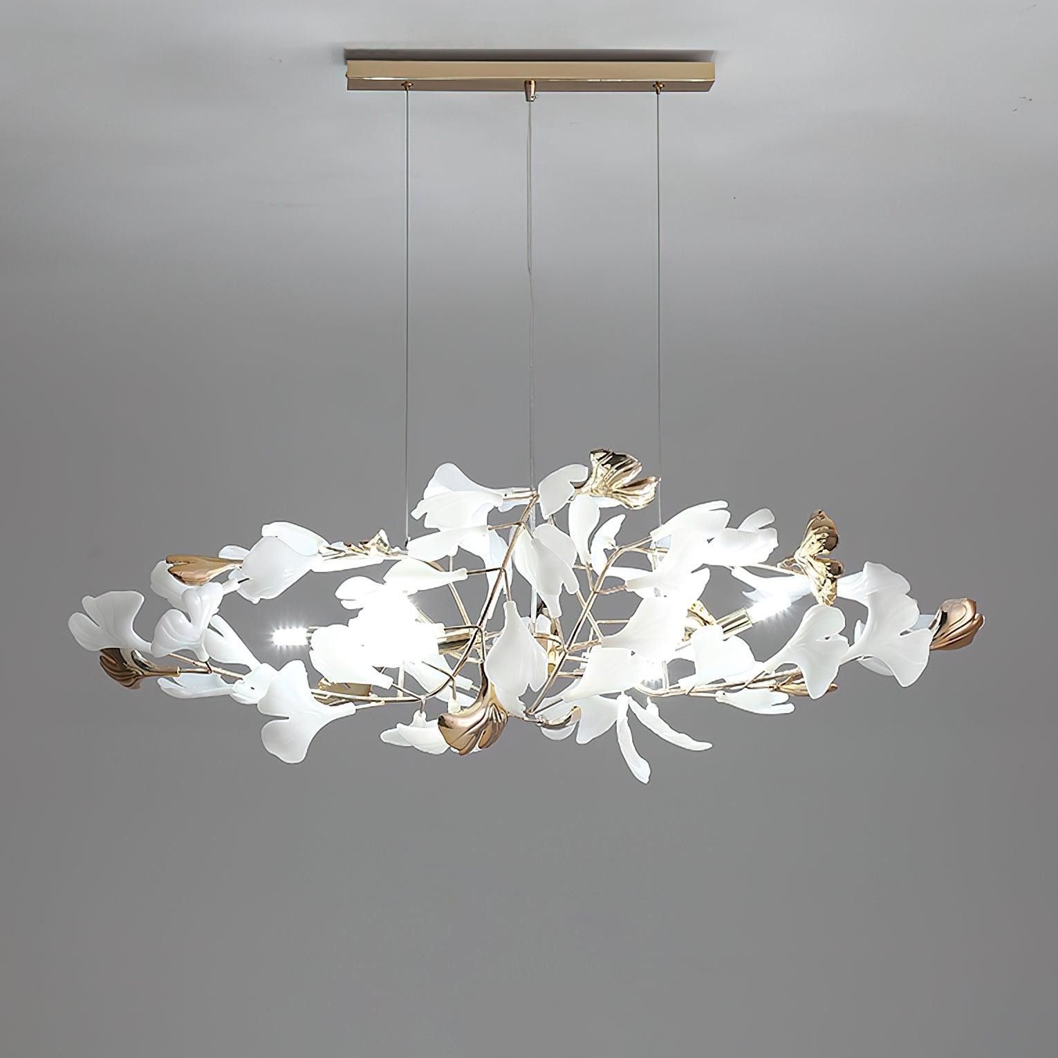 Olivia Ceramic Gingko Chandelier Round and Rectangular Design - Letslighting