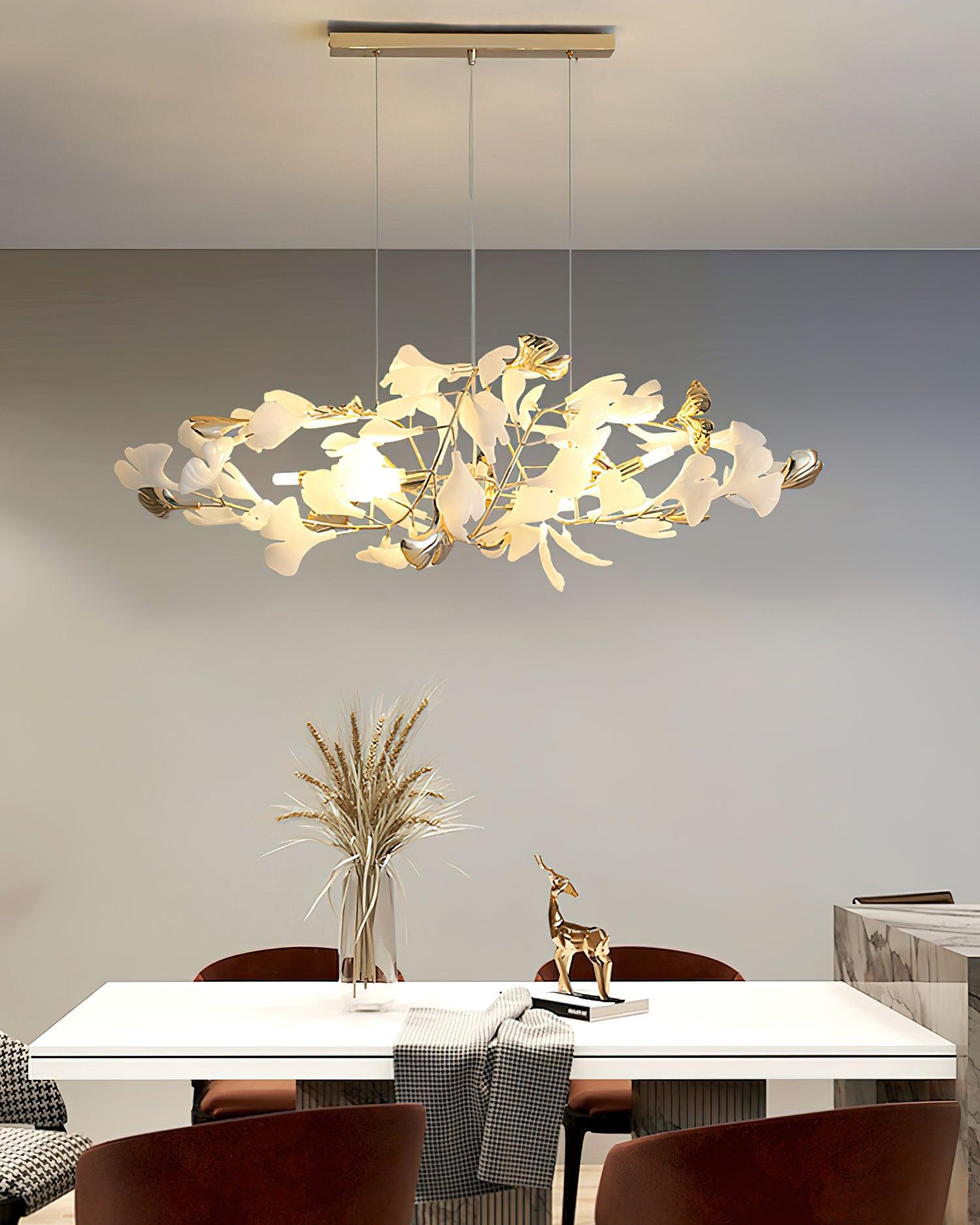 Olivia Ceramic Gingko Chandelier Round and Rectangular Design - Letslighting