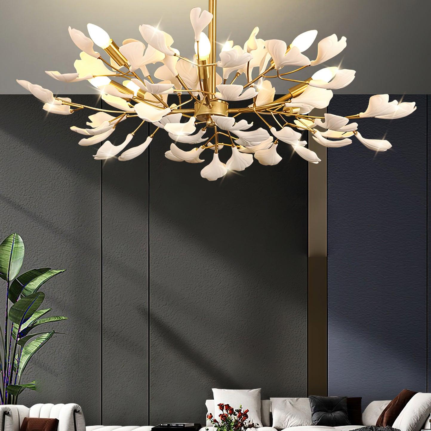 Olivia Ceramic Gingko Chandelier Firefly Art Design - Letslighting