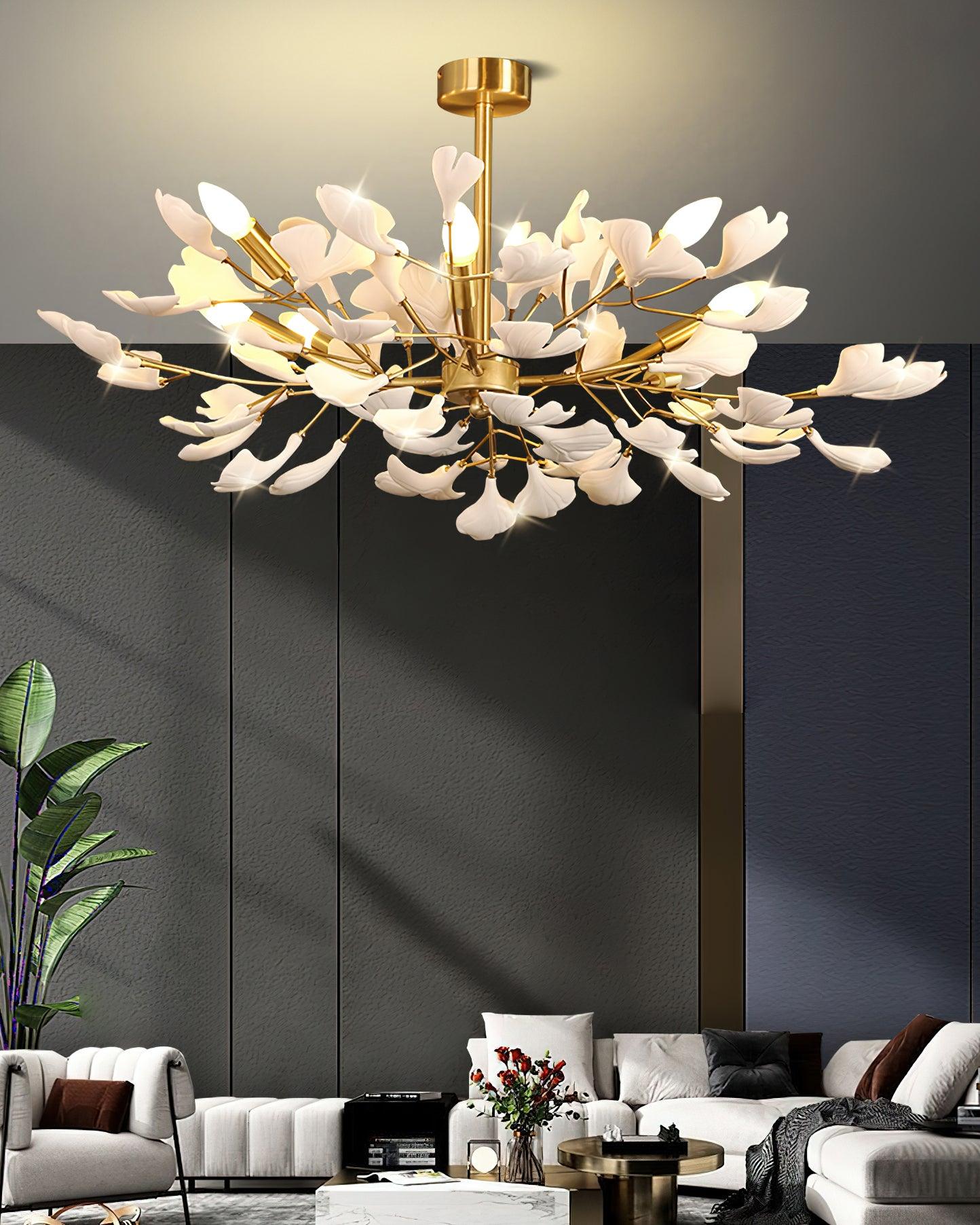 Olivia Ceramic Gingko Chandelier Firefly Art Design - Letslighting