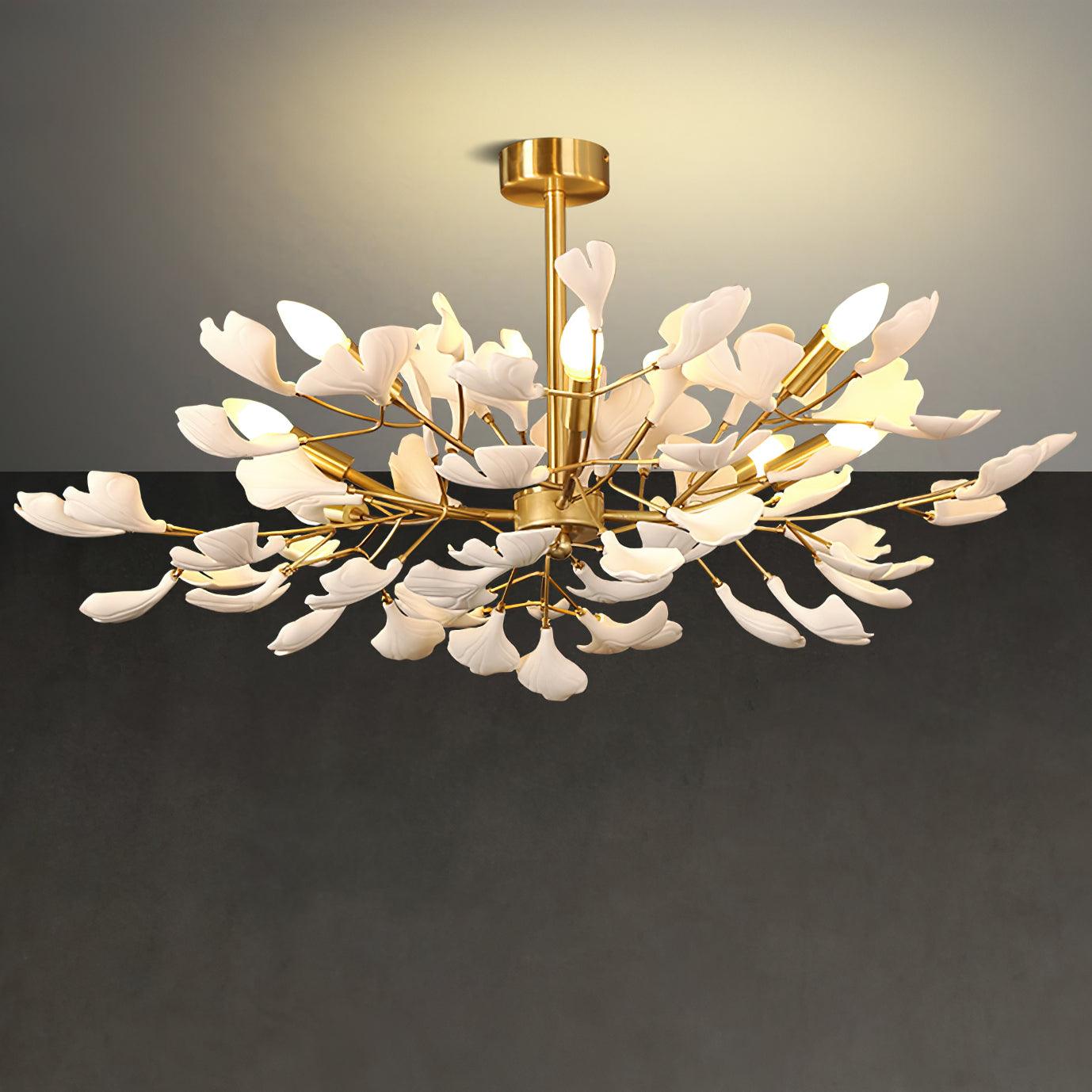 Olivia Ceramic Gingko Chandelier Firefly Art Design - Letslighting