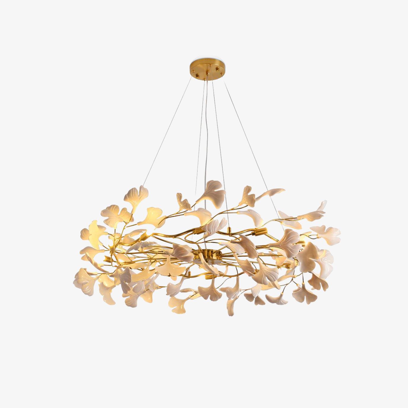 Aurora Chandelier Ginkgo Leaf Ceramic Sculptural - Letslighting