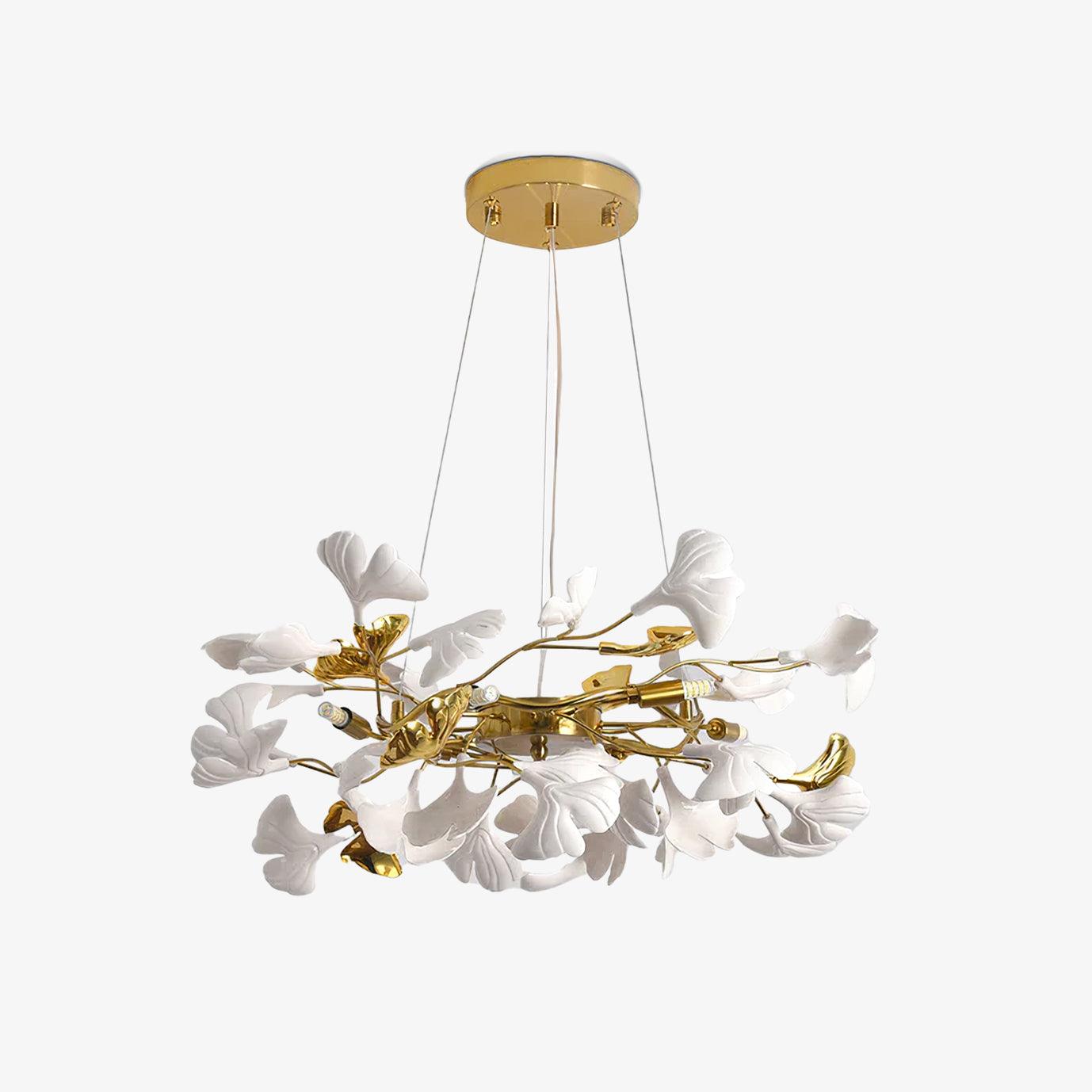 Aurora Chandelier Ginkgo Leaf Ceramic Sculptural - Letslighting