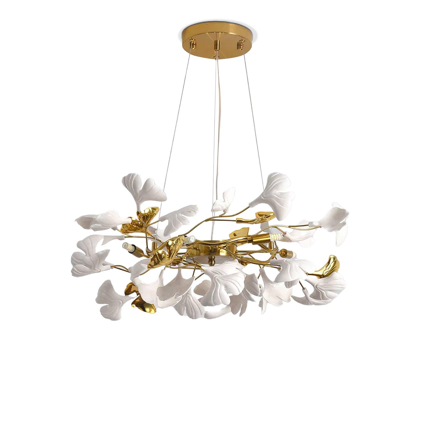 Aurora Chandelier Ginkgo Leaf Ceramic Sculptural - Letslighting