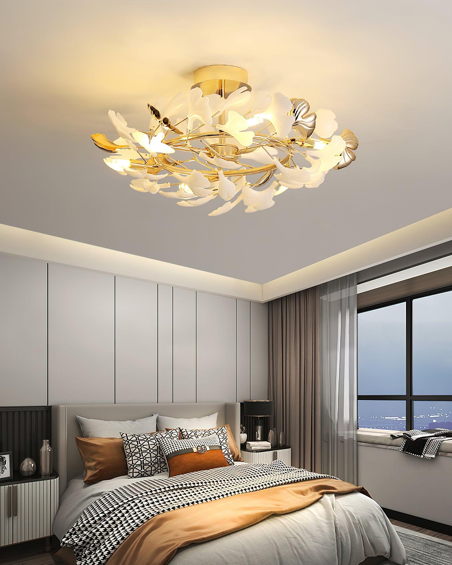 Artheel Premium Nordic Art Gingko Rotating Ceramics Ceiling Lamp - Letslighting