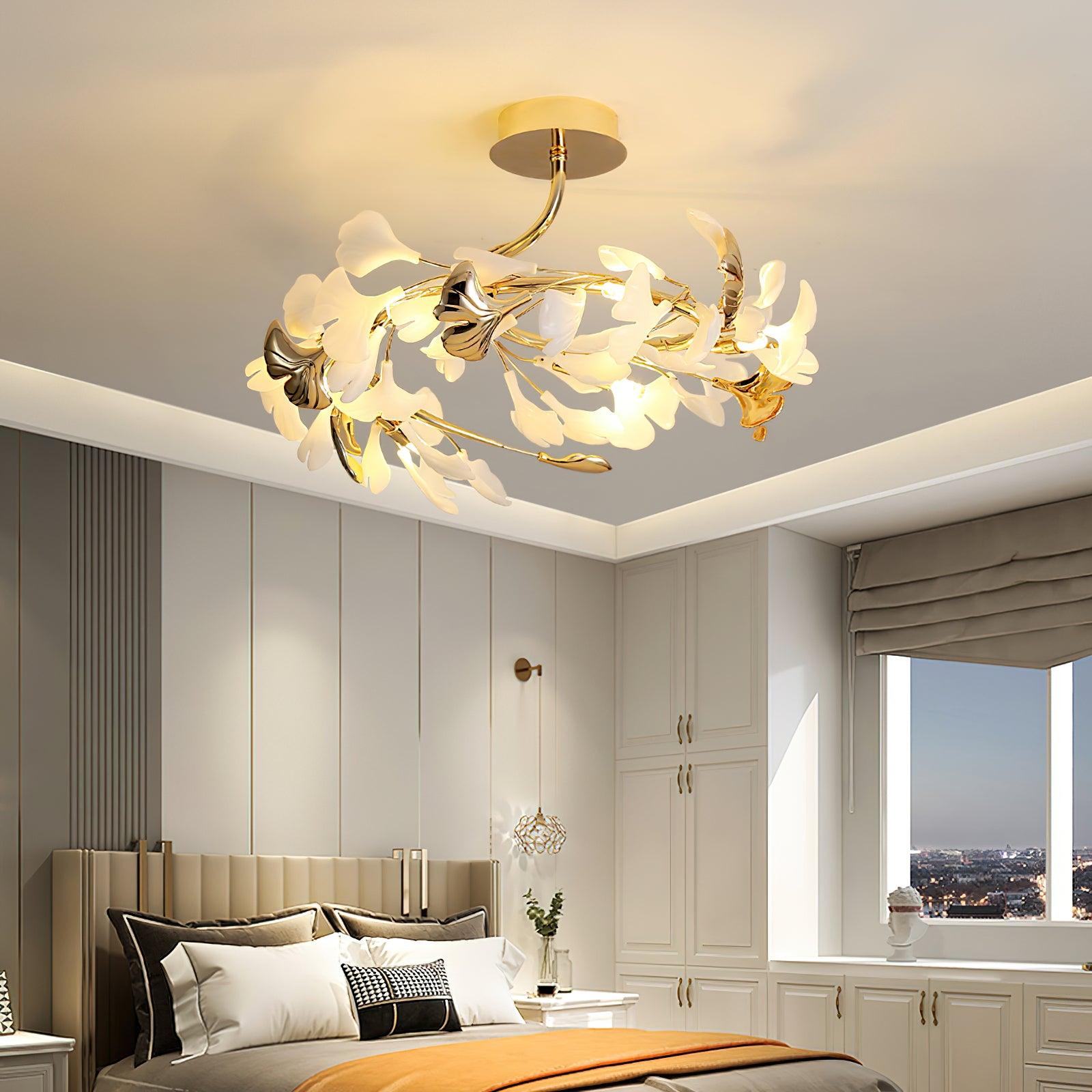 Artheel Premium Nordic Art Gingko Rotating Ceramics Ceiling Lamp - Letslighting