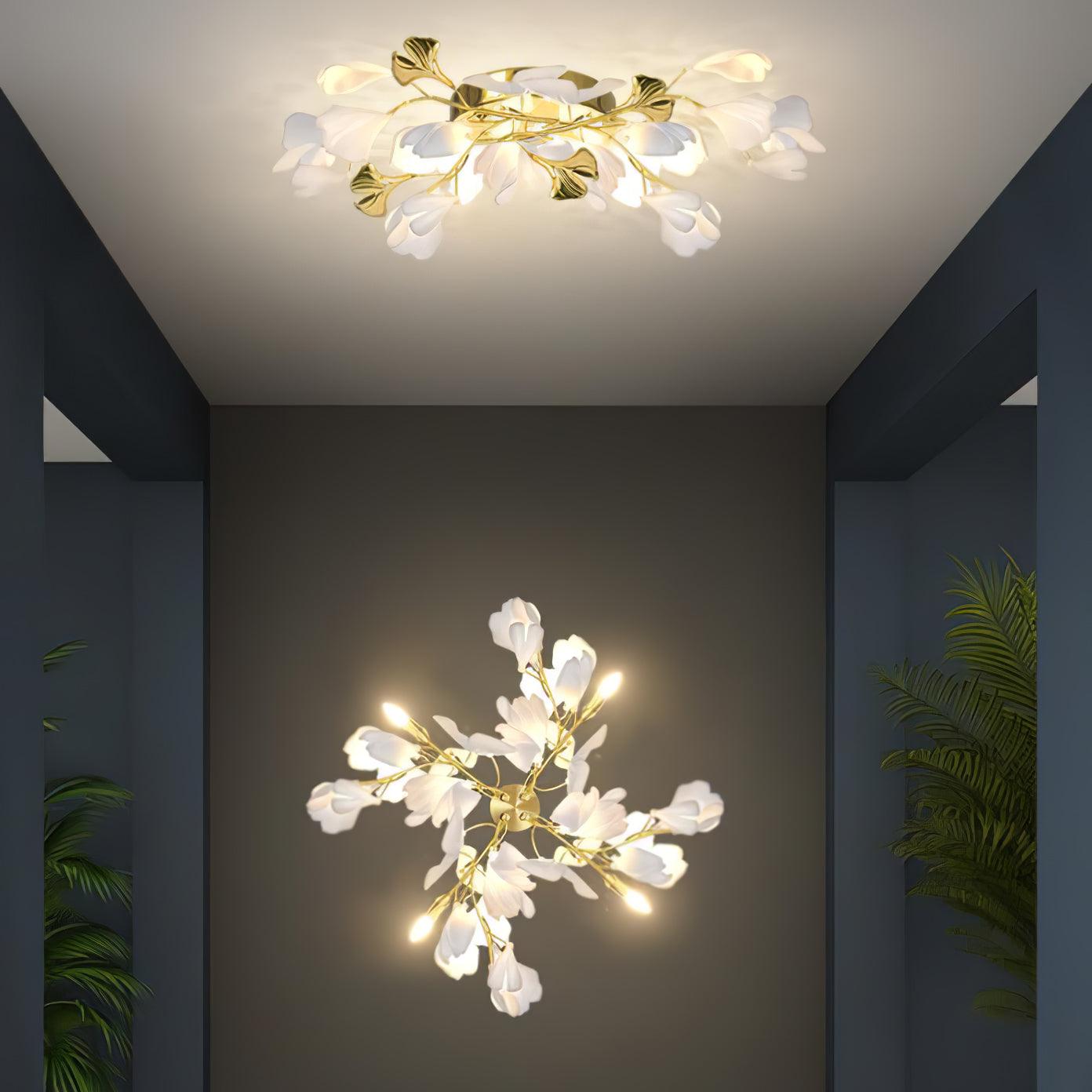 Lustra Wall Lamp Gingko Flowers Brass - Letslighting
