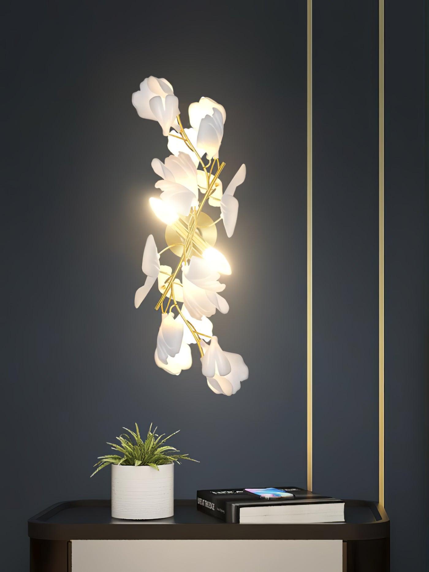 Lustra Wall Lamp Gingko Flowers Brass - Letslighting
