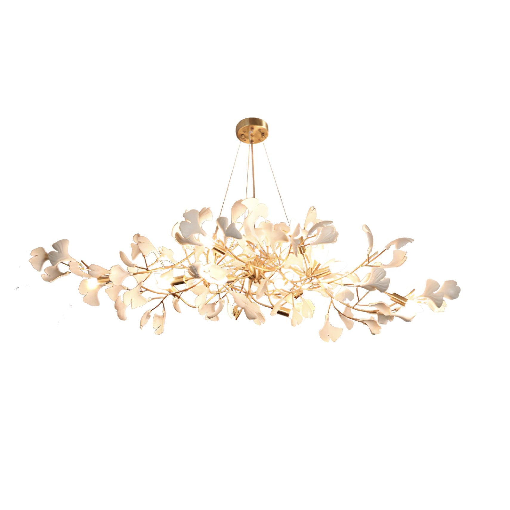 Gingko Chandelier Long Version Porcelain Nature Inspired - Letslighting