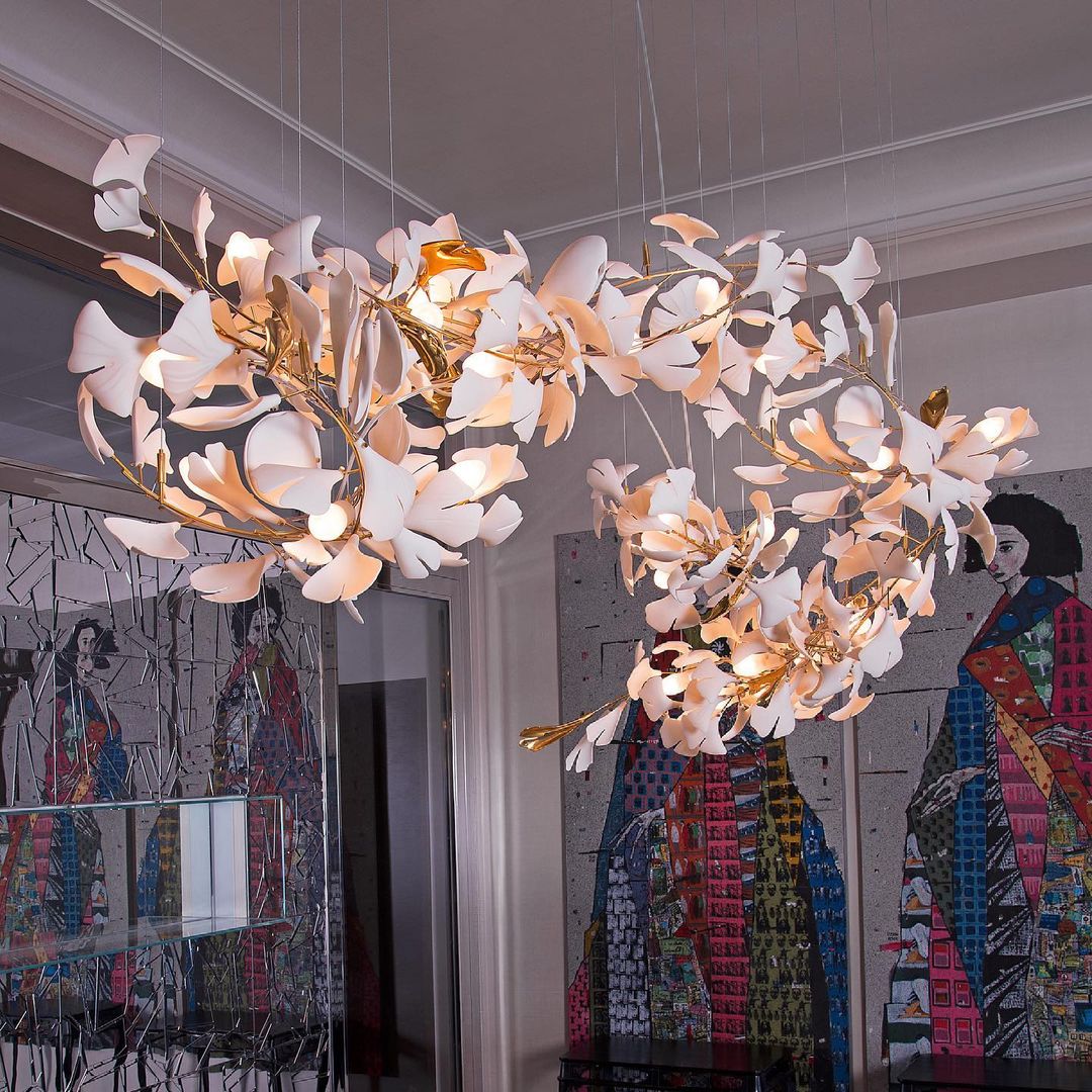 Eurzoris Gingko Metal Leaf Chandelier - Blowlighting