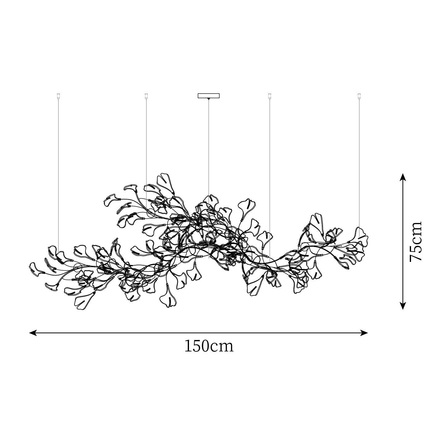 Gingko Chandelier Long Version Porcelain Nature Inspired - Letslighting