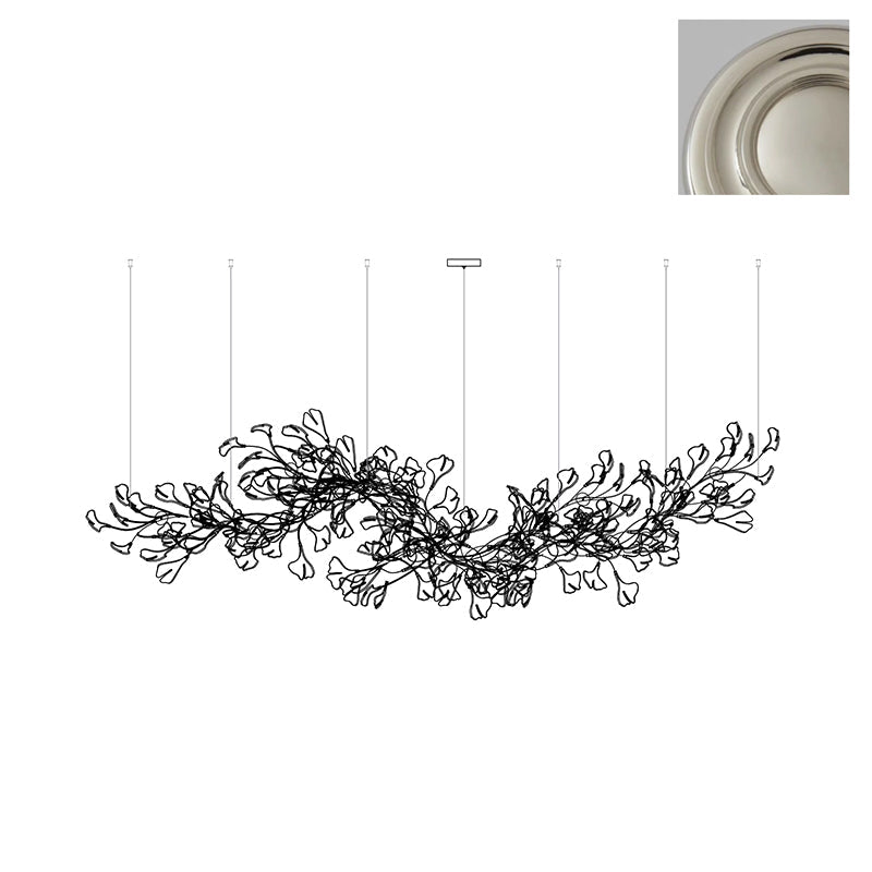 Gingko Chandelier Long Version Porcelain Leaf Branch Organic - Letslighting