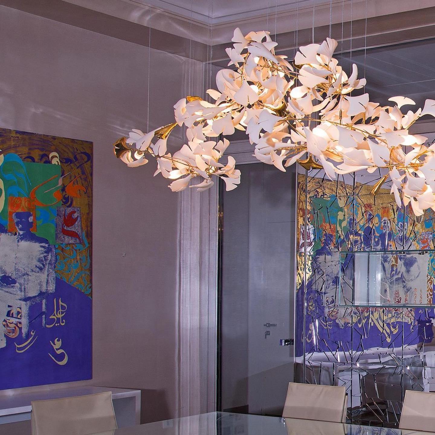 Gingko Chandelier G Style Leaf Branch Shape Modern - Letslighting