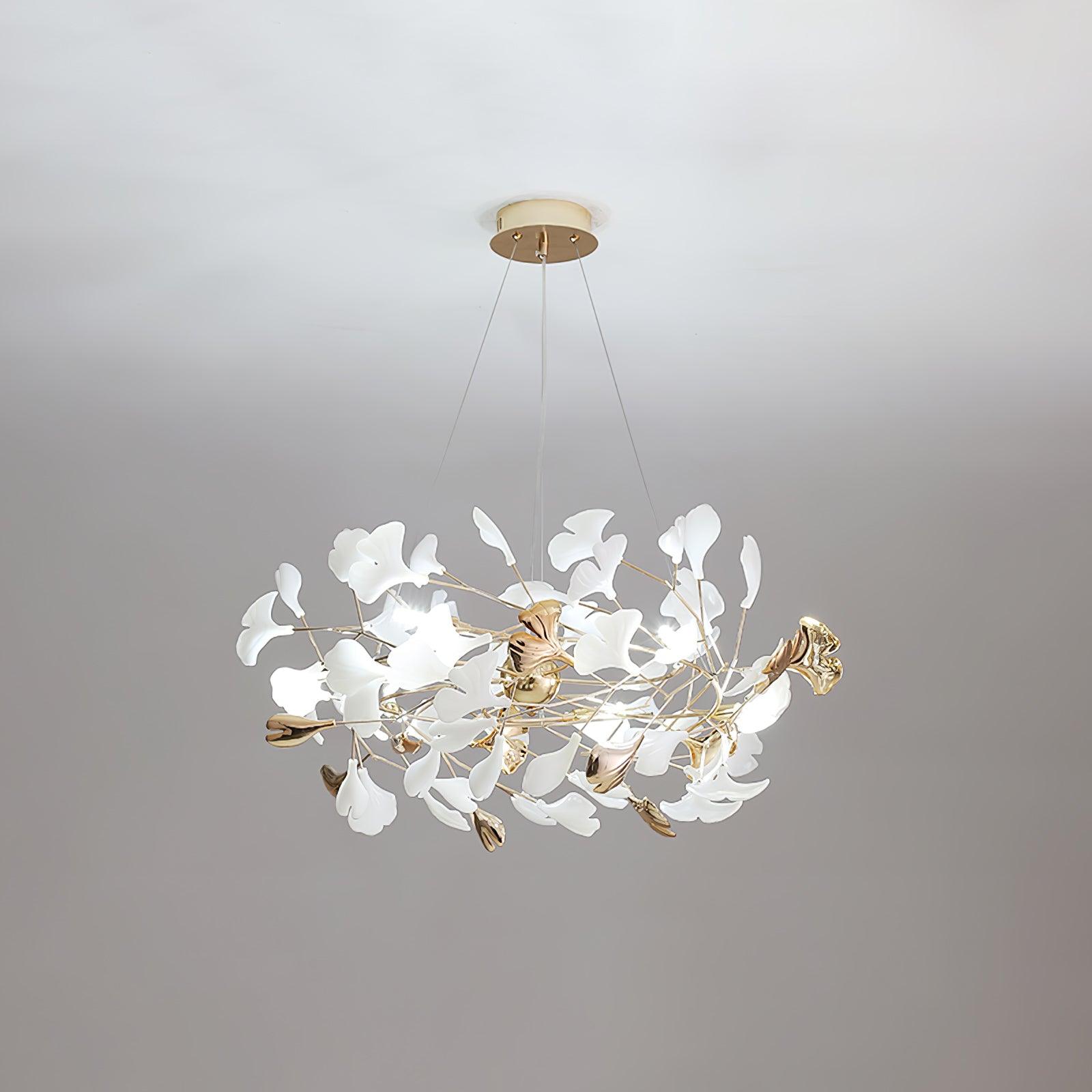 Olivia Ceramic Gingko Chandelier Round and Rectangular Design - Letslighting