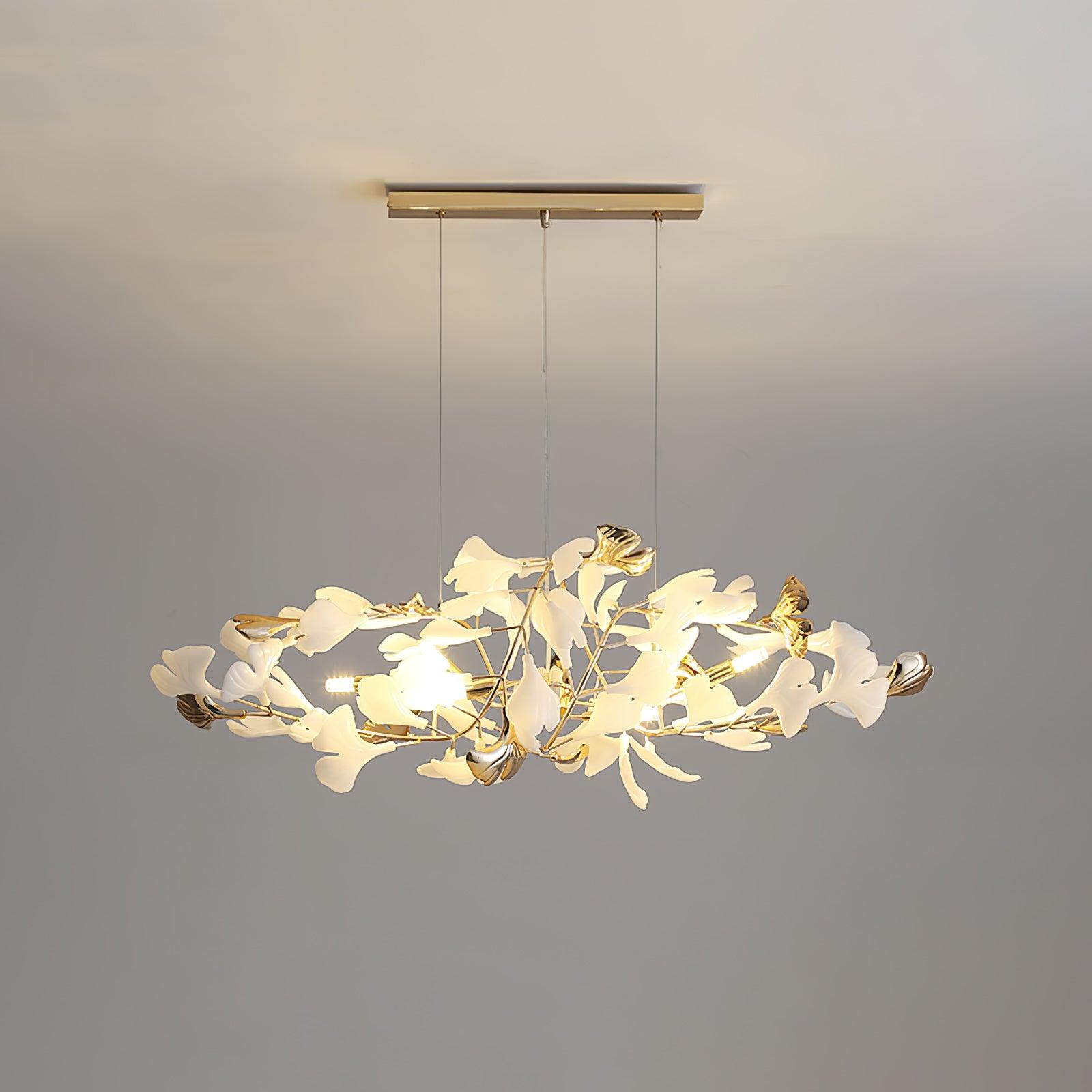 Olivia Ceramic Gingko Chandelier Round and Rectangular Design - Letslighting