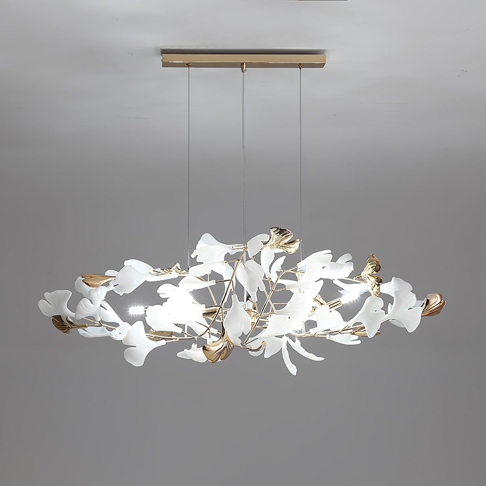 Olivia Ceramic Gingko Chandelier Round and Rectangular Design - Letslighting