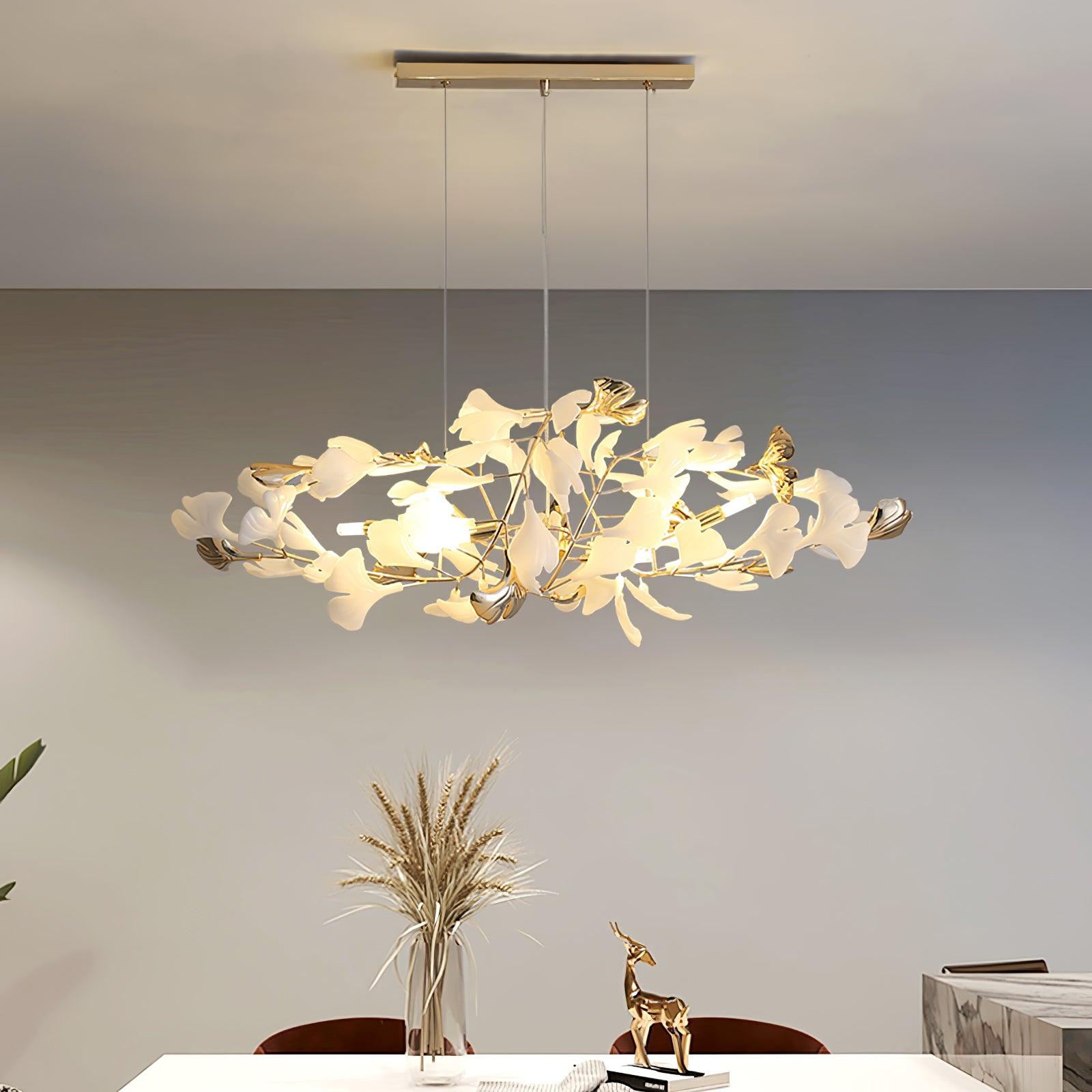 Olivia Ceramic Gingko Chandelier Round and Rectangular Design - Letslighting