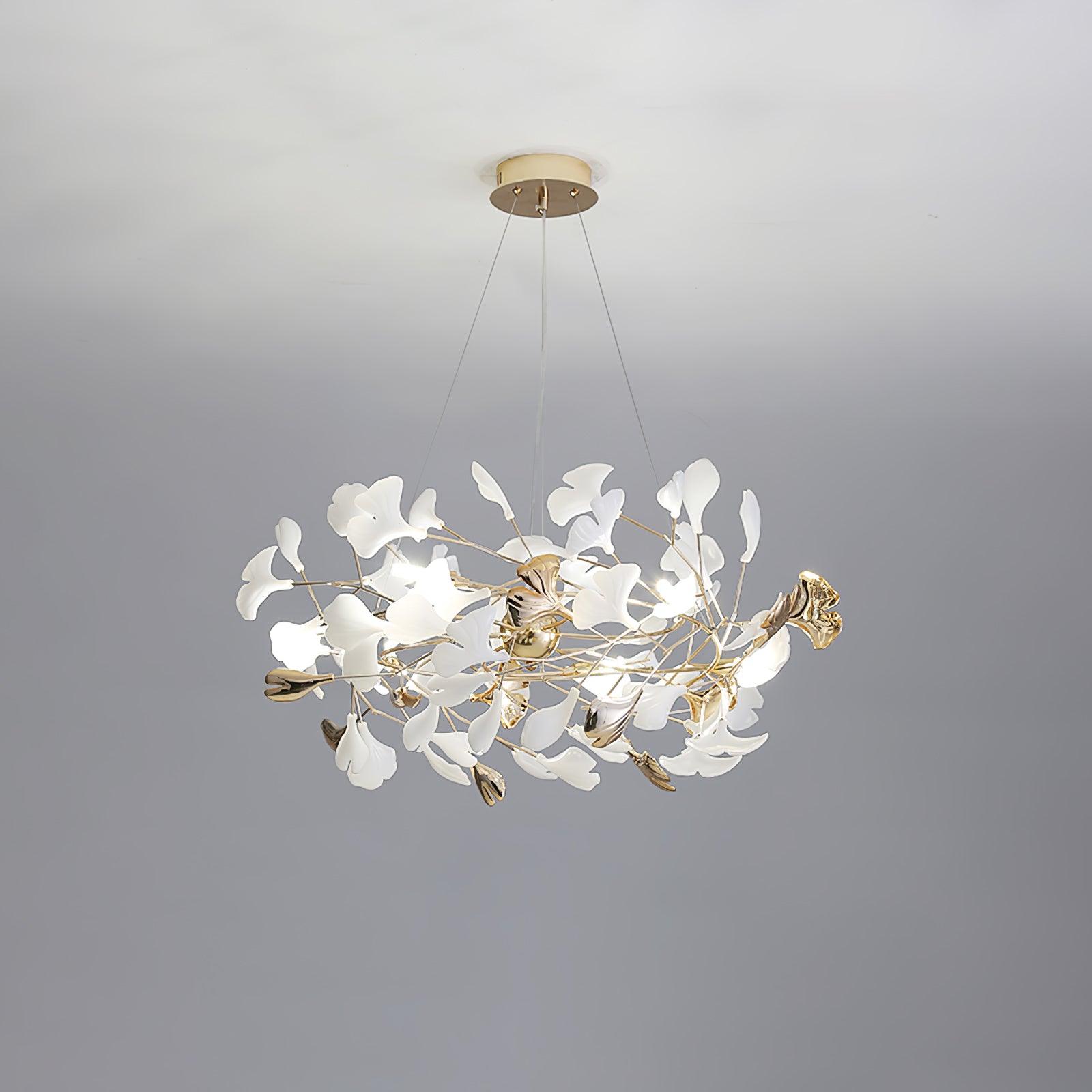 Olivia Ceramic Gingko Chandelier Round and Rectangular Design - Letslighting