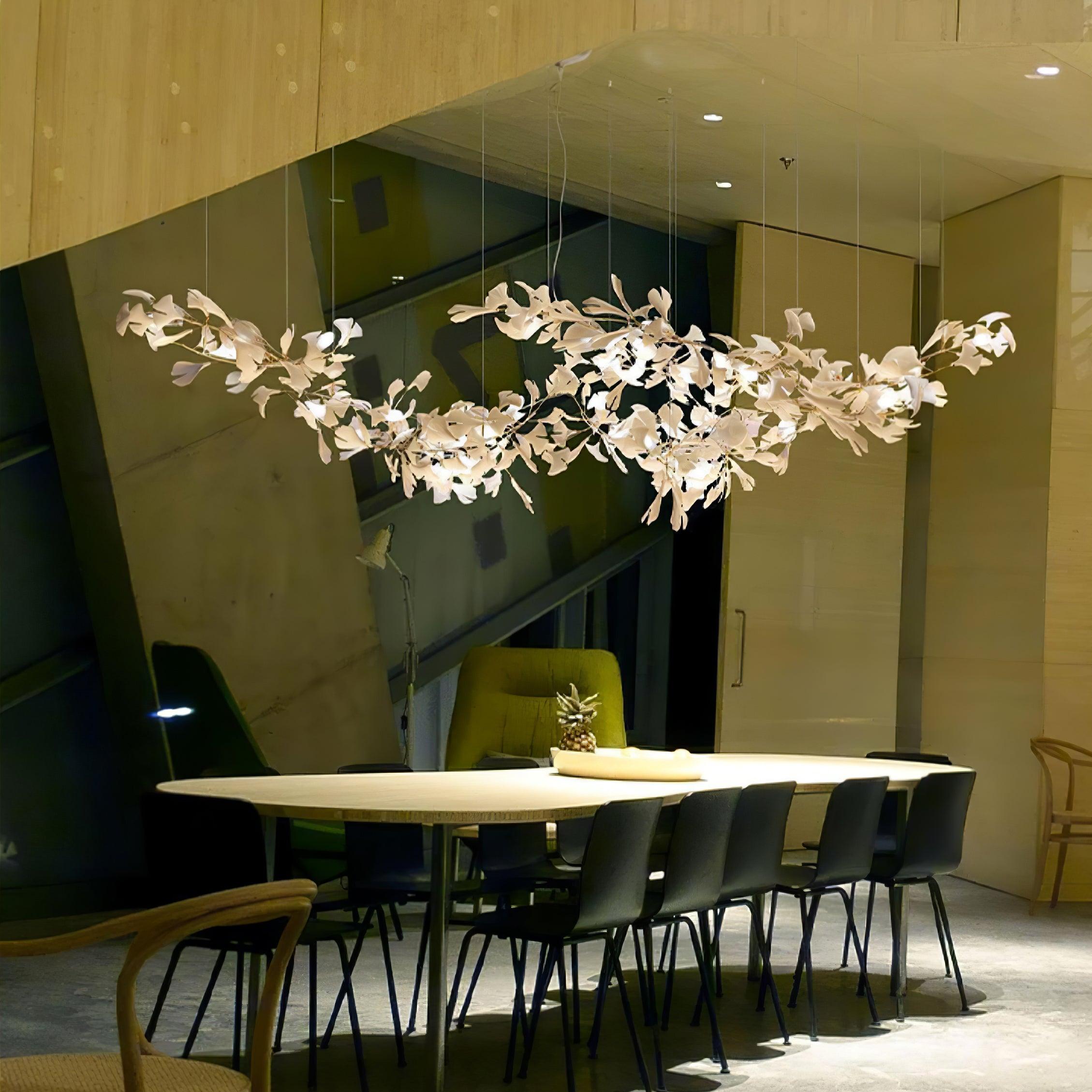 Olivia Ceramic Gingko Leaf Chandelier W-Shape - Letslighting