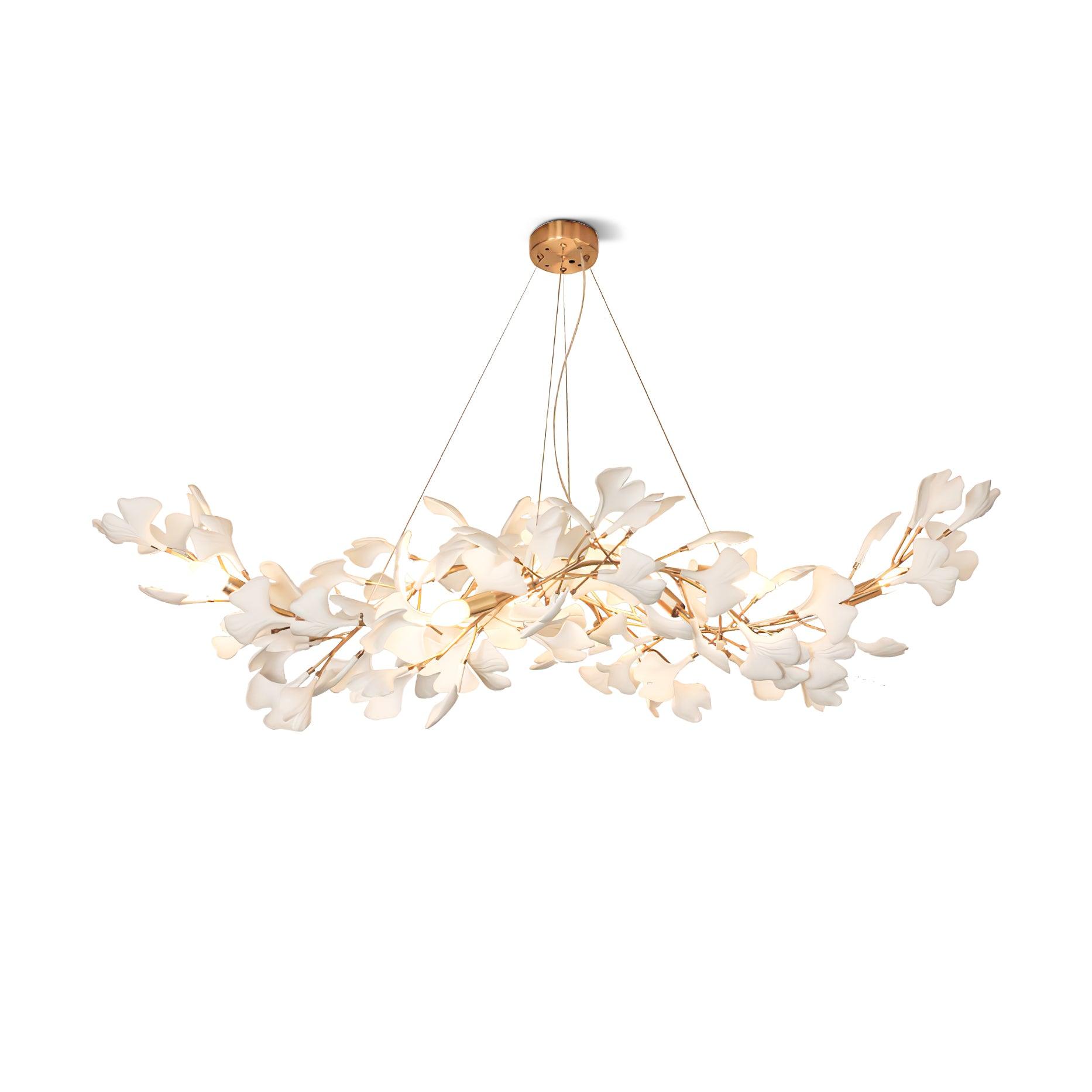 Olivia Ceramic Gingko Leaf Chandelier W-Shape - Letslighting