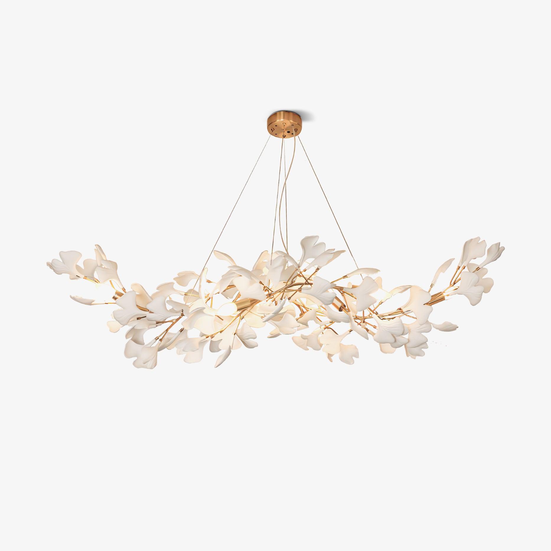 Olivia Ceramic Gingko Leaf Chandelier W-Shape - Letslighting