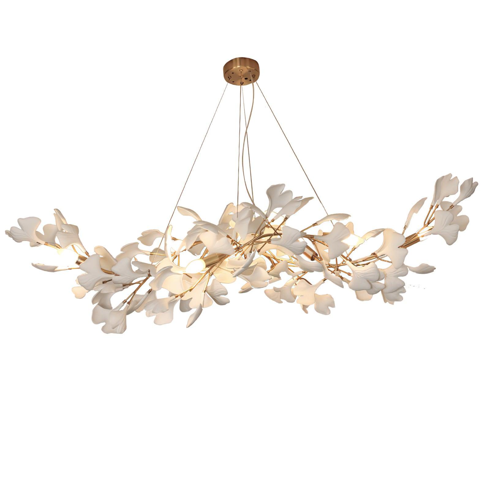 Olivia Ceramic Gingko Leaf Chandelier W-Shape - Letslighting