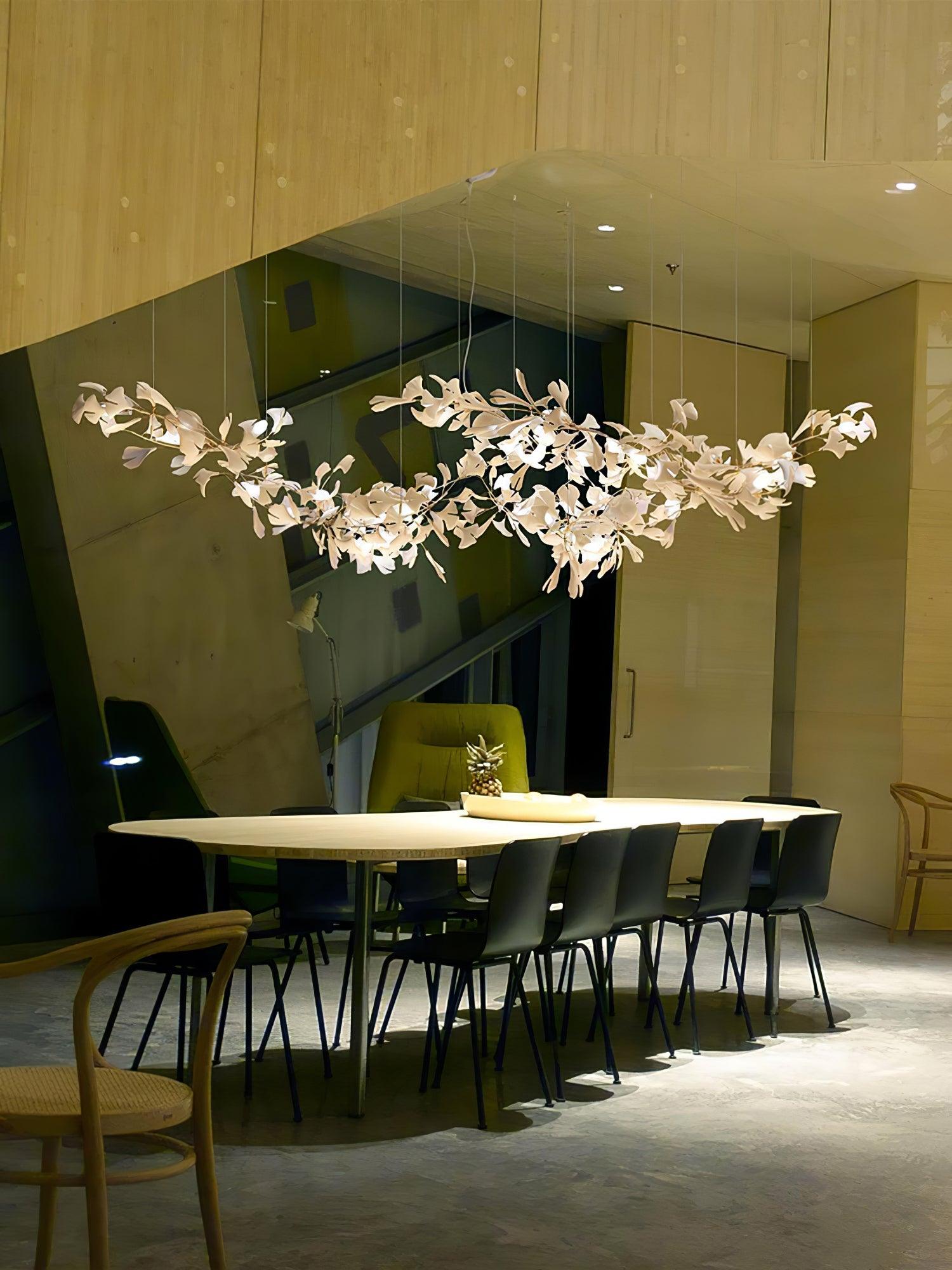 Olivia Ceramic Gingko Leaf Chandelier W-Shape - Letslighting