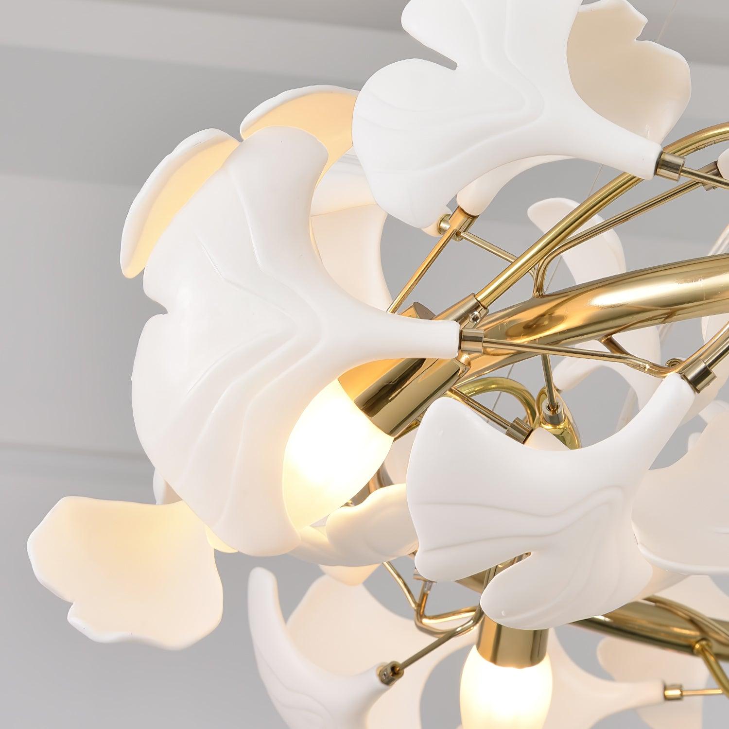 Olivia Ceramic Gingko Leaf Chandelier W-Shape - Letslighting