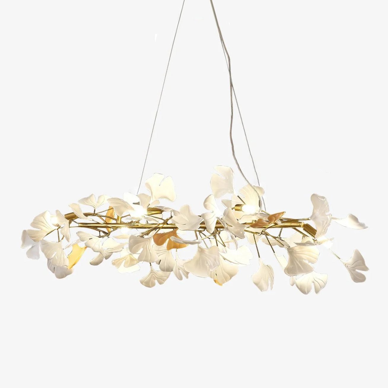 Olivia Ceramic Gingko Linear Minimalist Chandelier - Letslighting
