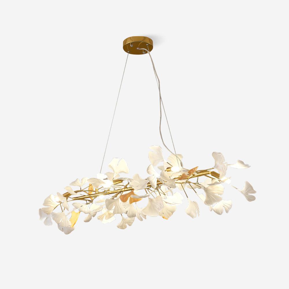 Chandelier Frame Ceramic Gingko White Gold Shade Modern Art - Letslighting