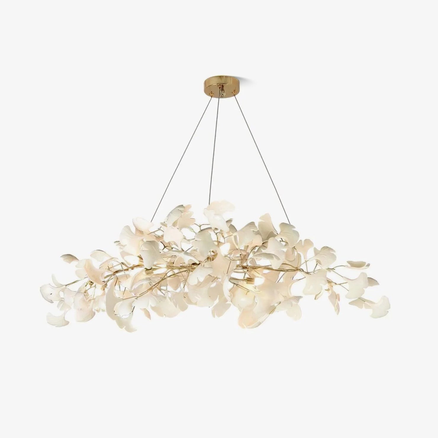 Olivia  Gingko Chandelier  Art Deco  Bent Downwards