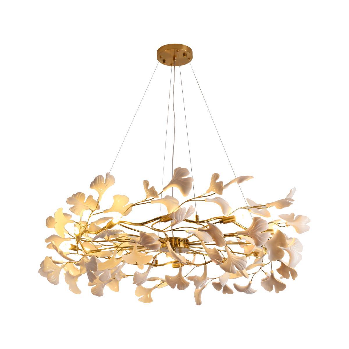 Aurora Chandelier Ginkgo Leaf Ceramic Sculptural - Letslighting