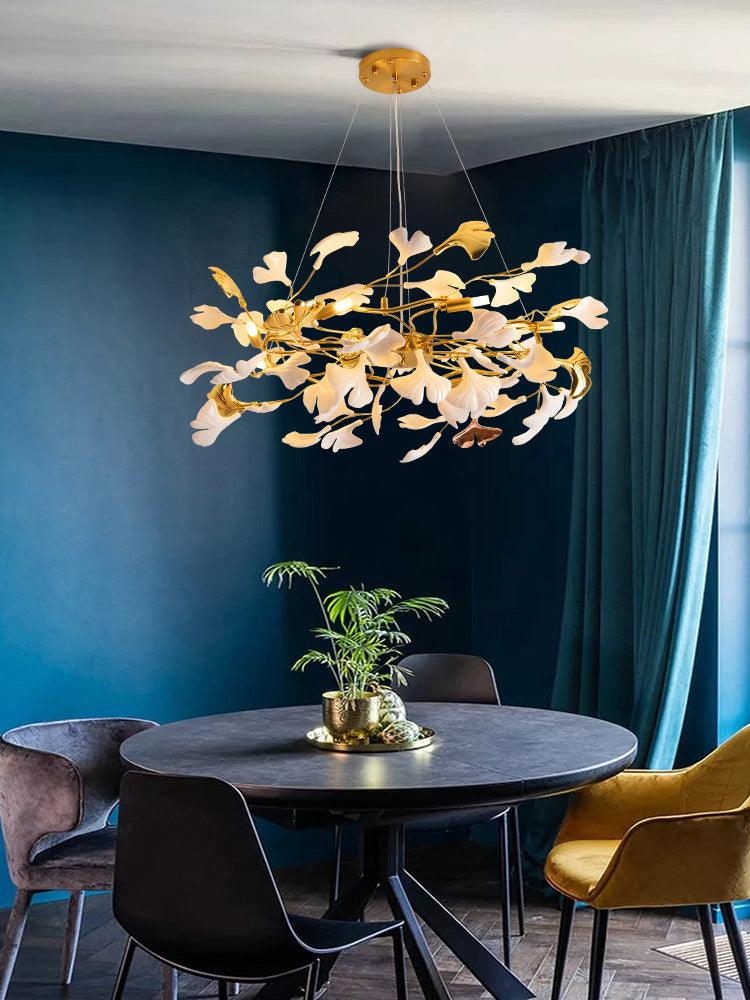 Aurora Chandelier Ginkgo Leaf Ceramic Sculptural - Letslighting