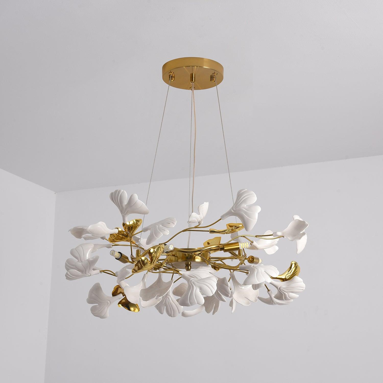 Aurora Chandelier Ginkgo Leaf Ceramic Sculptural - Letslighting