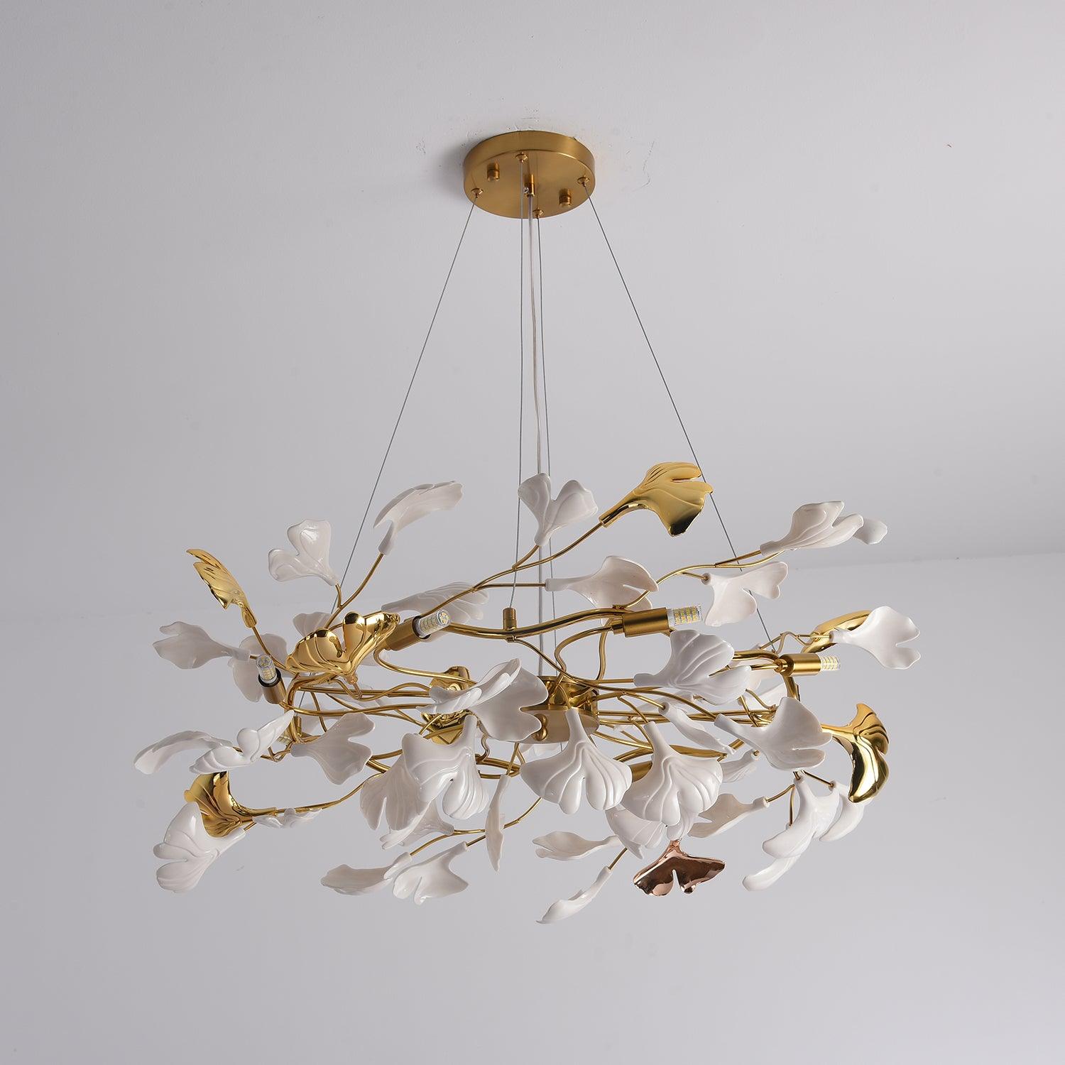 Aurora Chandelier Ginkgo Leaf Ceramic Sculptural - Letslighting