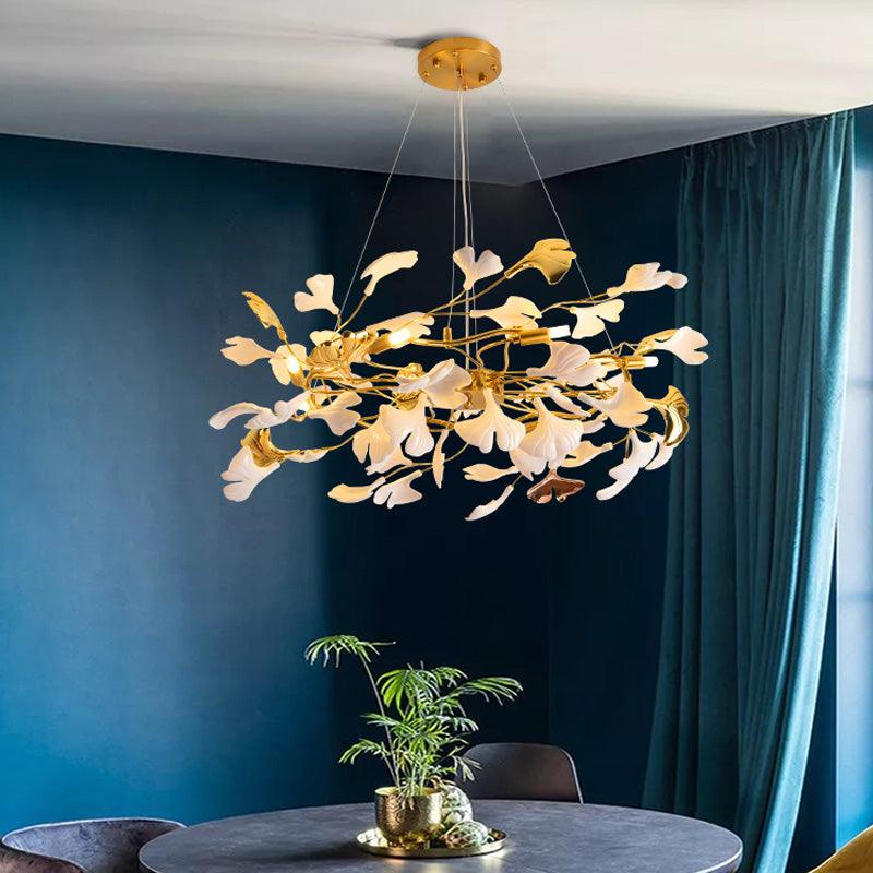 Aurora Chandelier Ginkgo Leaf Ceramic Sculptural - Letslighting