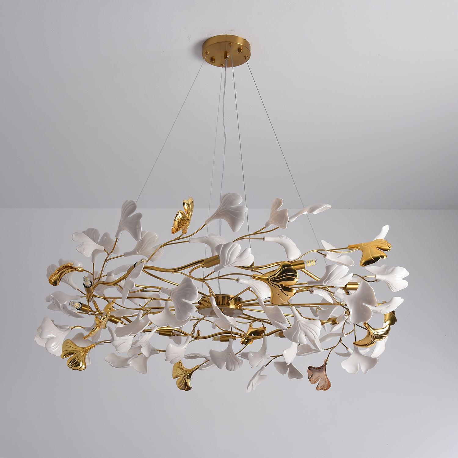 Aurora Chandelier Ginkgo Leaf Ceramic Sculptural - Letslighting