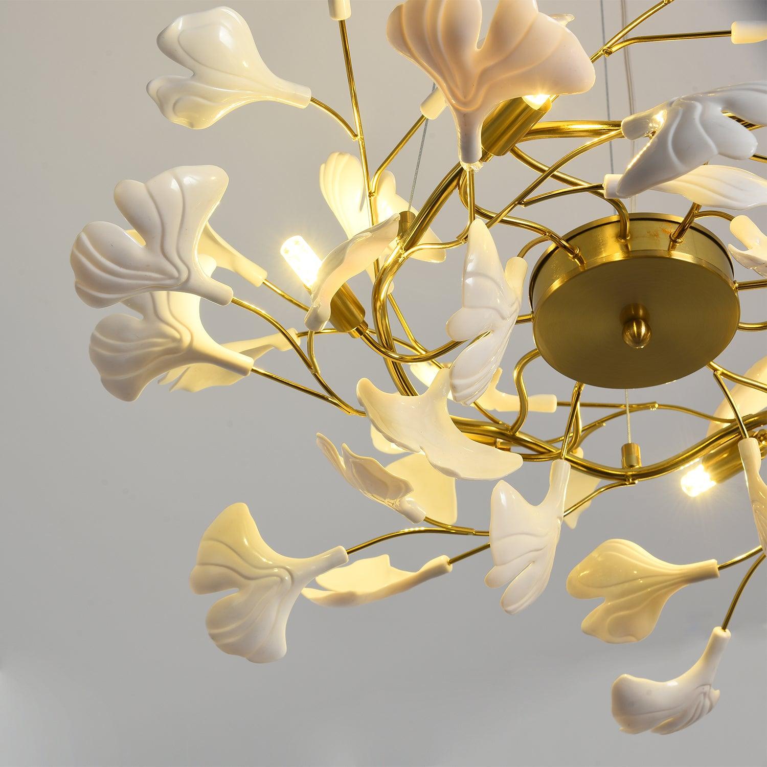 Aurora Chandelier Ginkgo Leaf Ceramic Sculptural - Letslighting