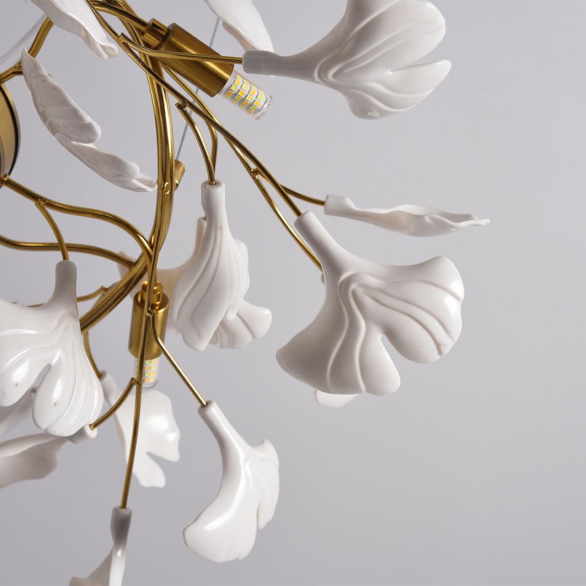 Aurora Chandelier Ginkgo Leaf Ceramic Sculptural - Letslighting