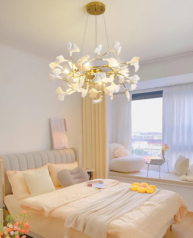 Aurora Chandelier Ginkgo Leaf Ceramic Sculptural - Letslighting