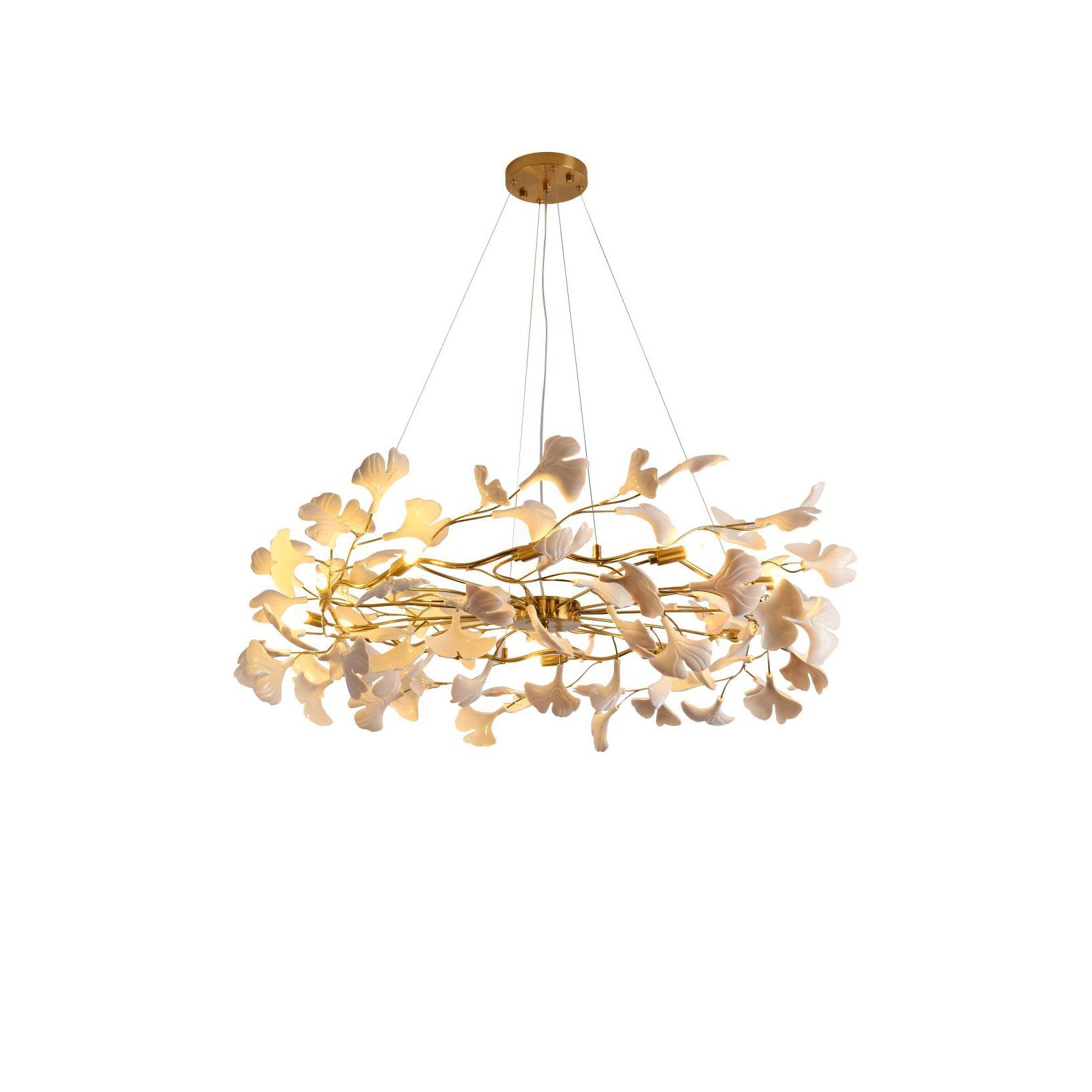 Aurora Chandelier Ginkgo Leaf Ceramic Sculptural - Letslighting