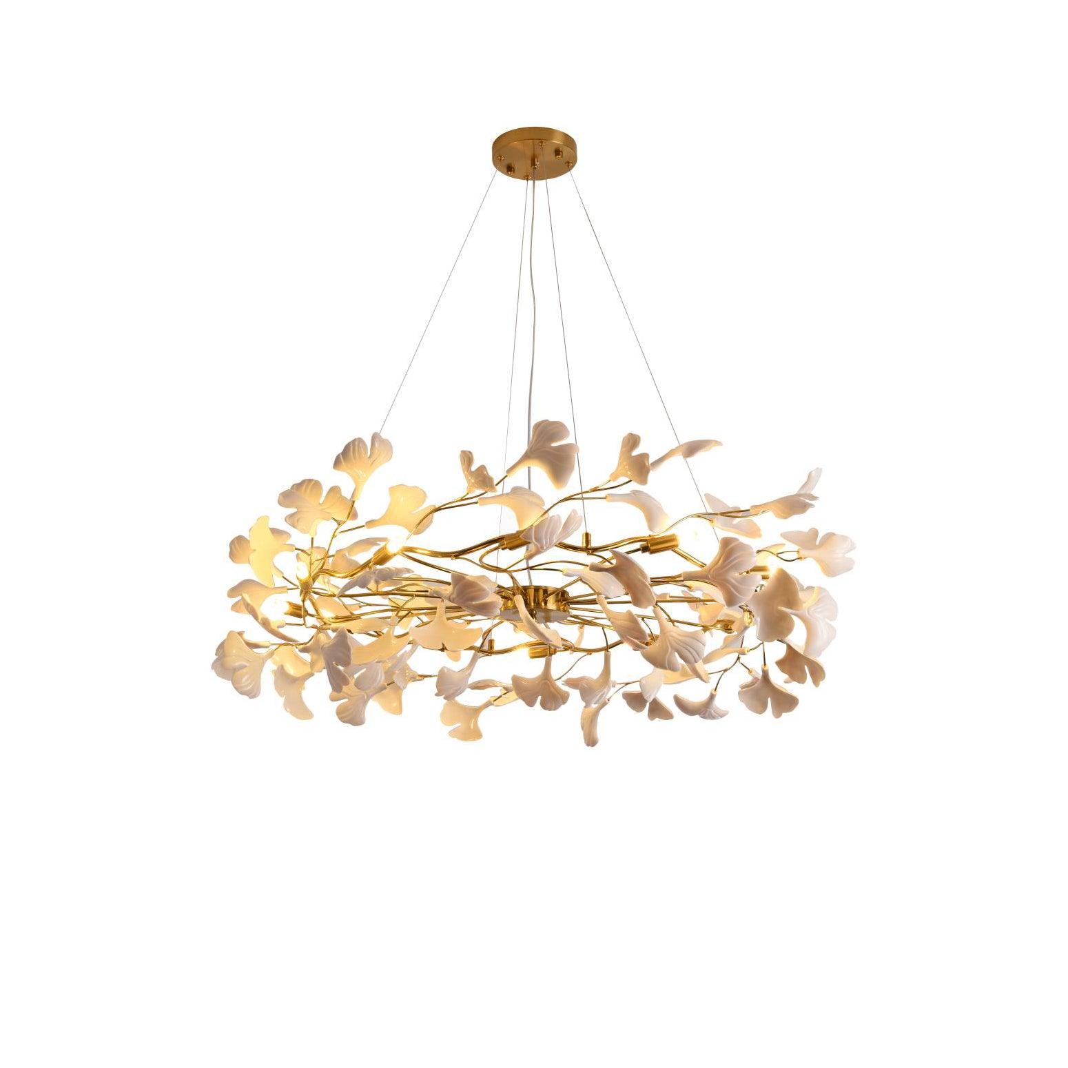 Aurora Chandelier Ginkgo Leaf Ceramic Sculptural - Letslighting