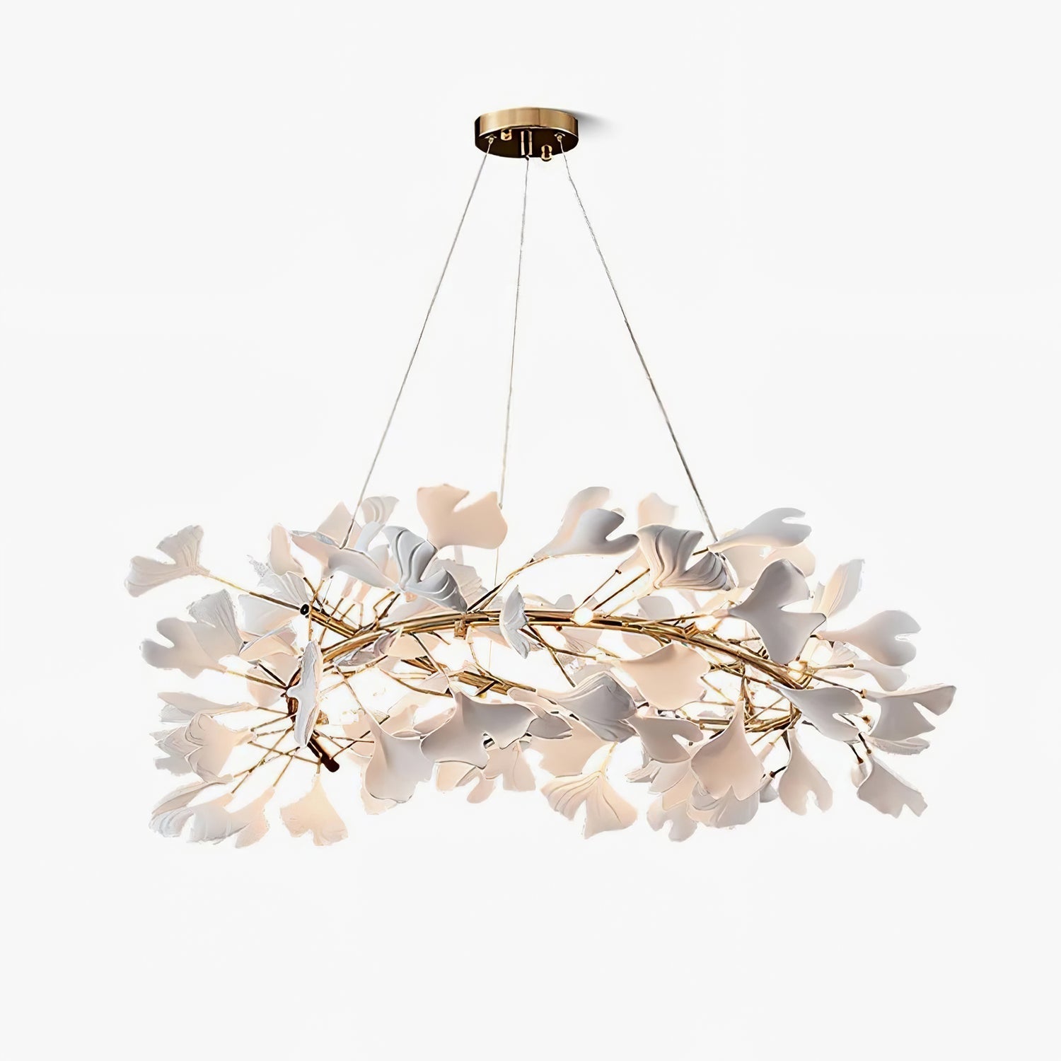 Lustra Pendant Lamp Gingko Porcelain Leaves Gold - Letslighting