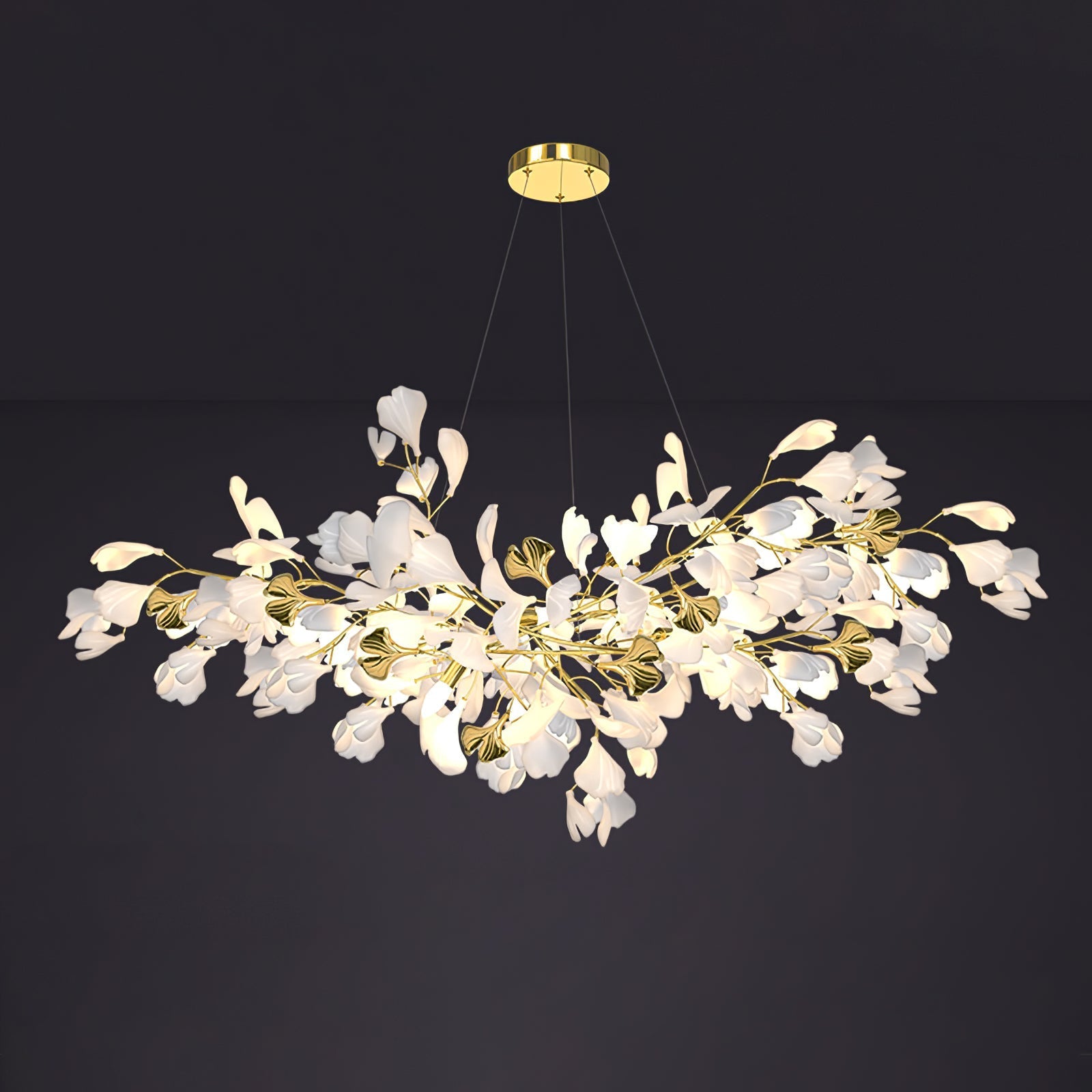 Olivia Ceramic Gingko Chandelier Luxury Hotel Staircase - Letslighting