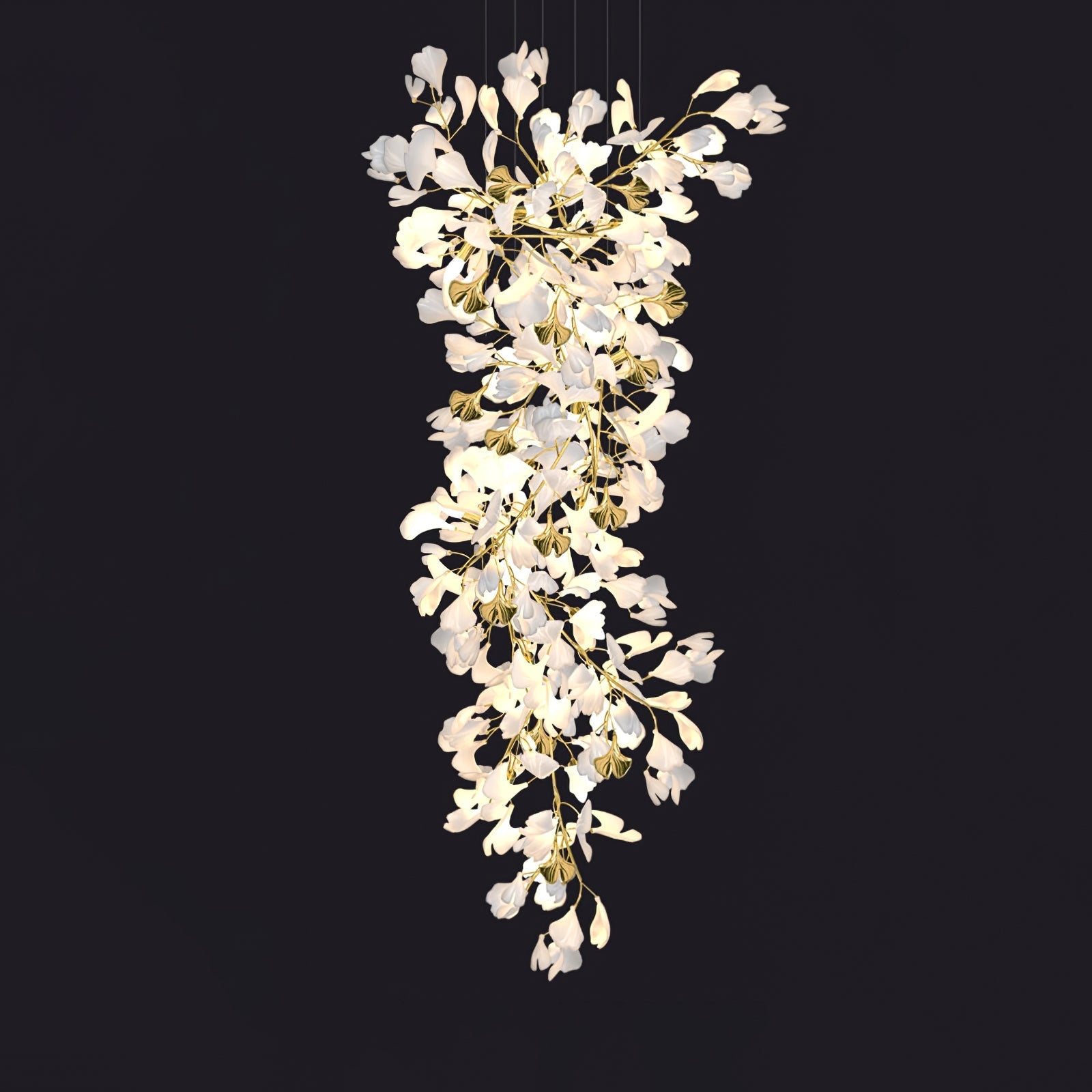 Olivia Ceramic Gingko Chandelier Luxury Hotel Staircase - Letslighting